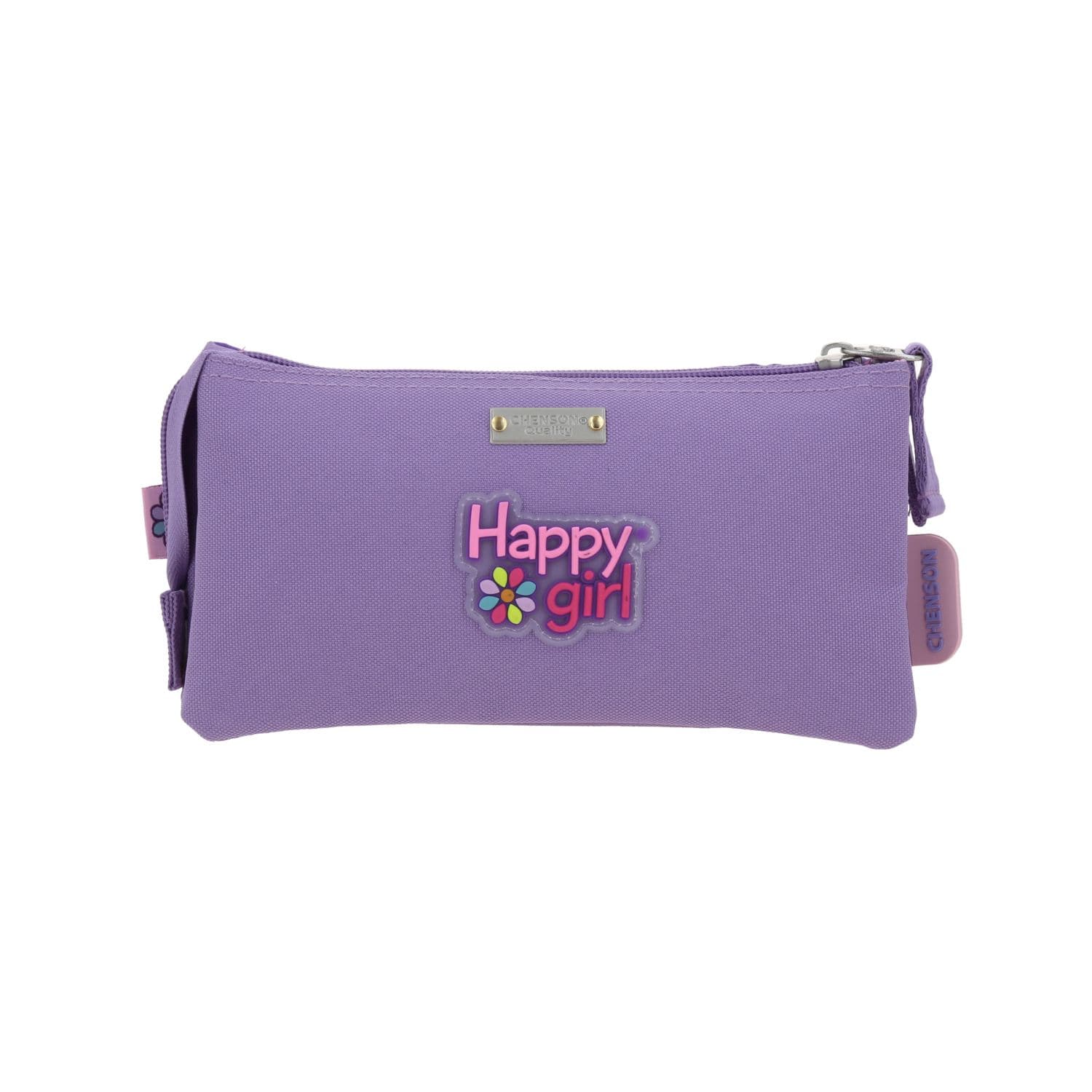 Lapicera escolar para niña Happy Girl by Chenson color uva con triple compartimento 4