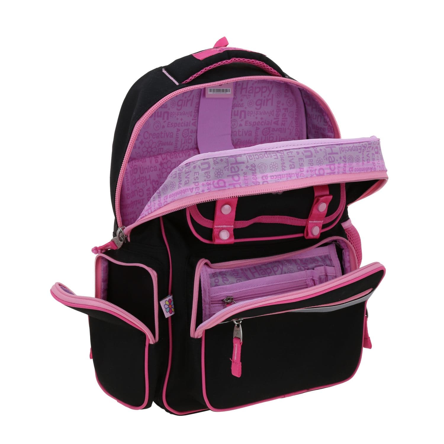 Mochila escolar para niña Happy Girl by Chenson negra con durabilidad y estilo - vista 2