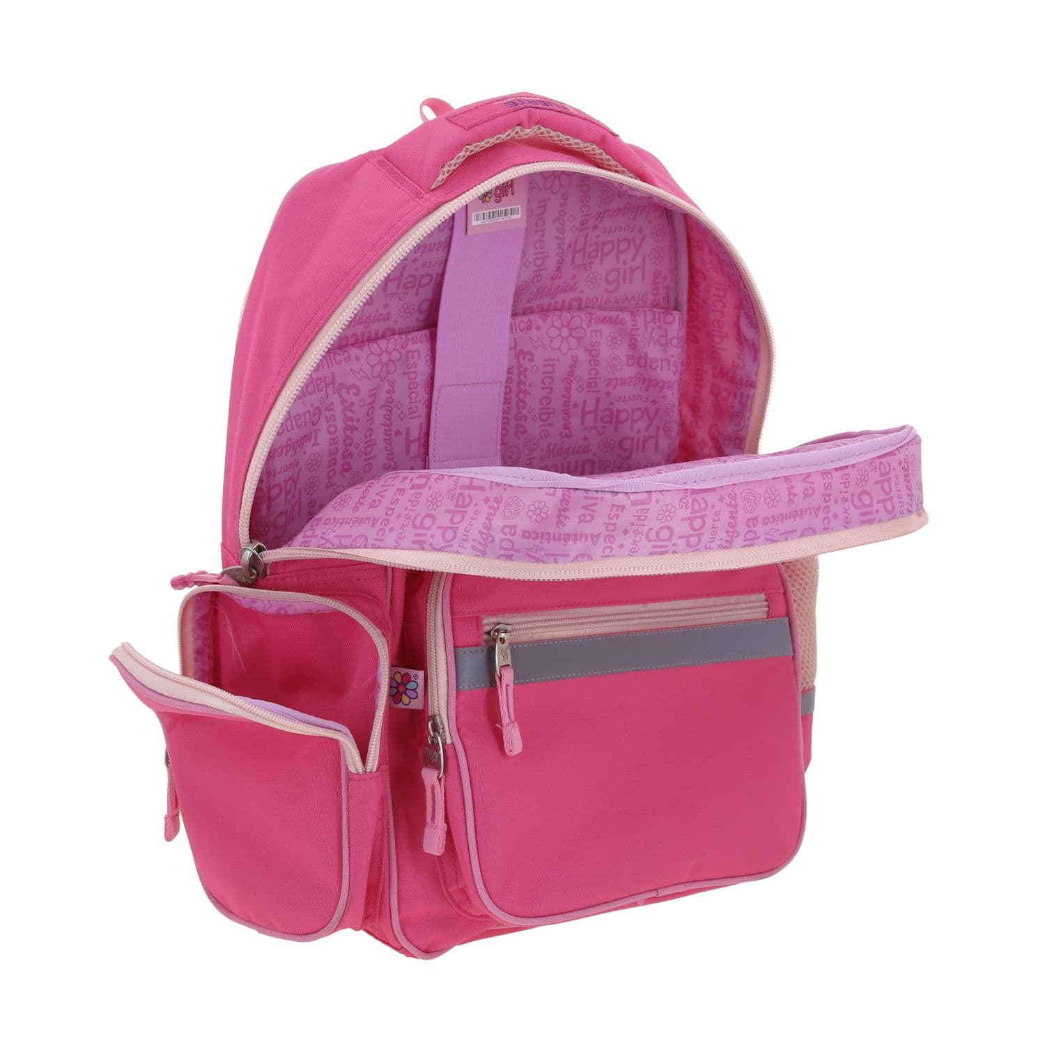 Mochila escolar para niña Happy Girl by Chenson color rosa, divertida y segura - vista 2