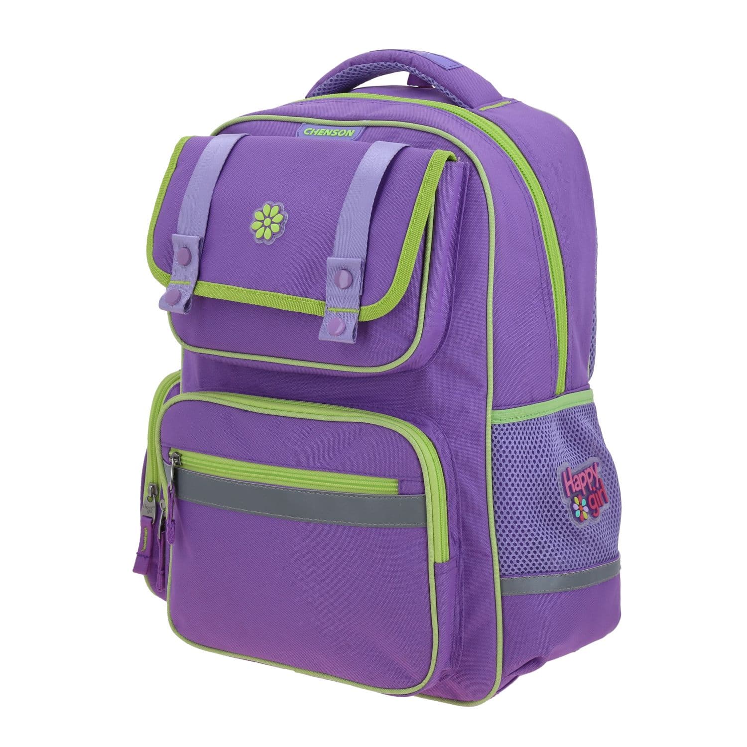Mochila escolar para niña Happy Girl by Chenson violeta con seguridad y diversión 2
