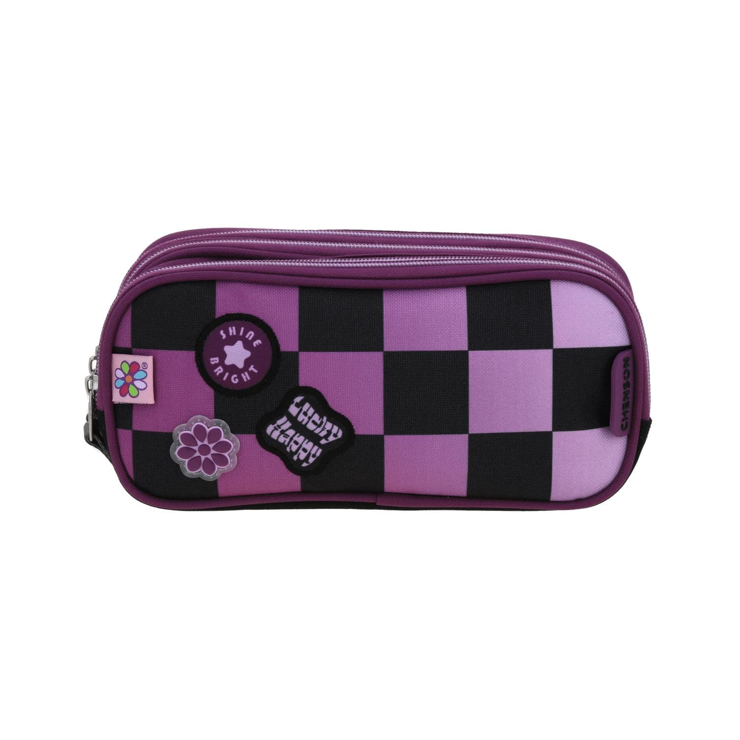 Lapicera escolar para niña Happy Girl by Chenson color negro - Triple compartimento