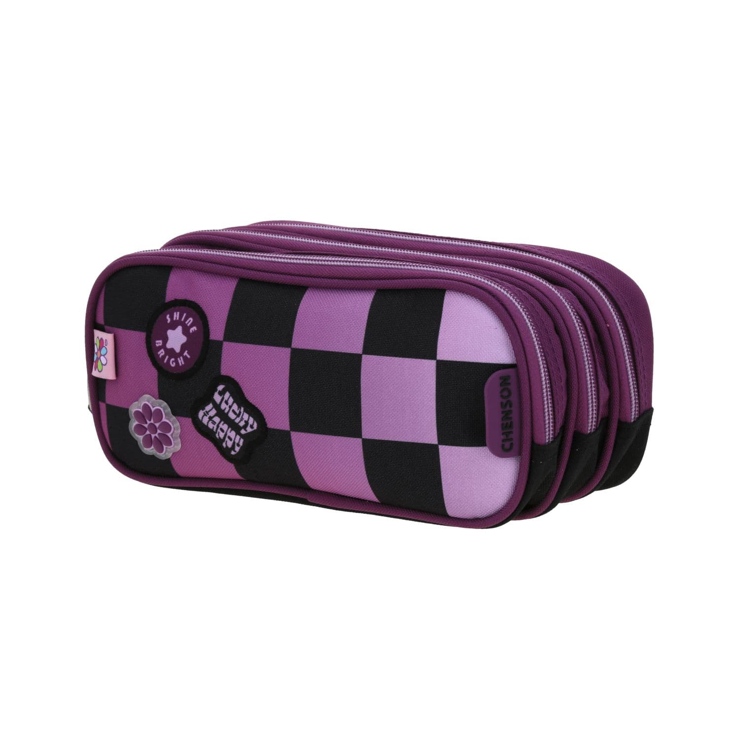 Lapicera escolar para niña Happy Girl by Chenson color negro - Triple compartimento 2