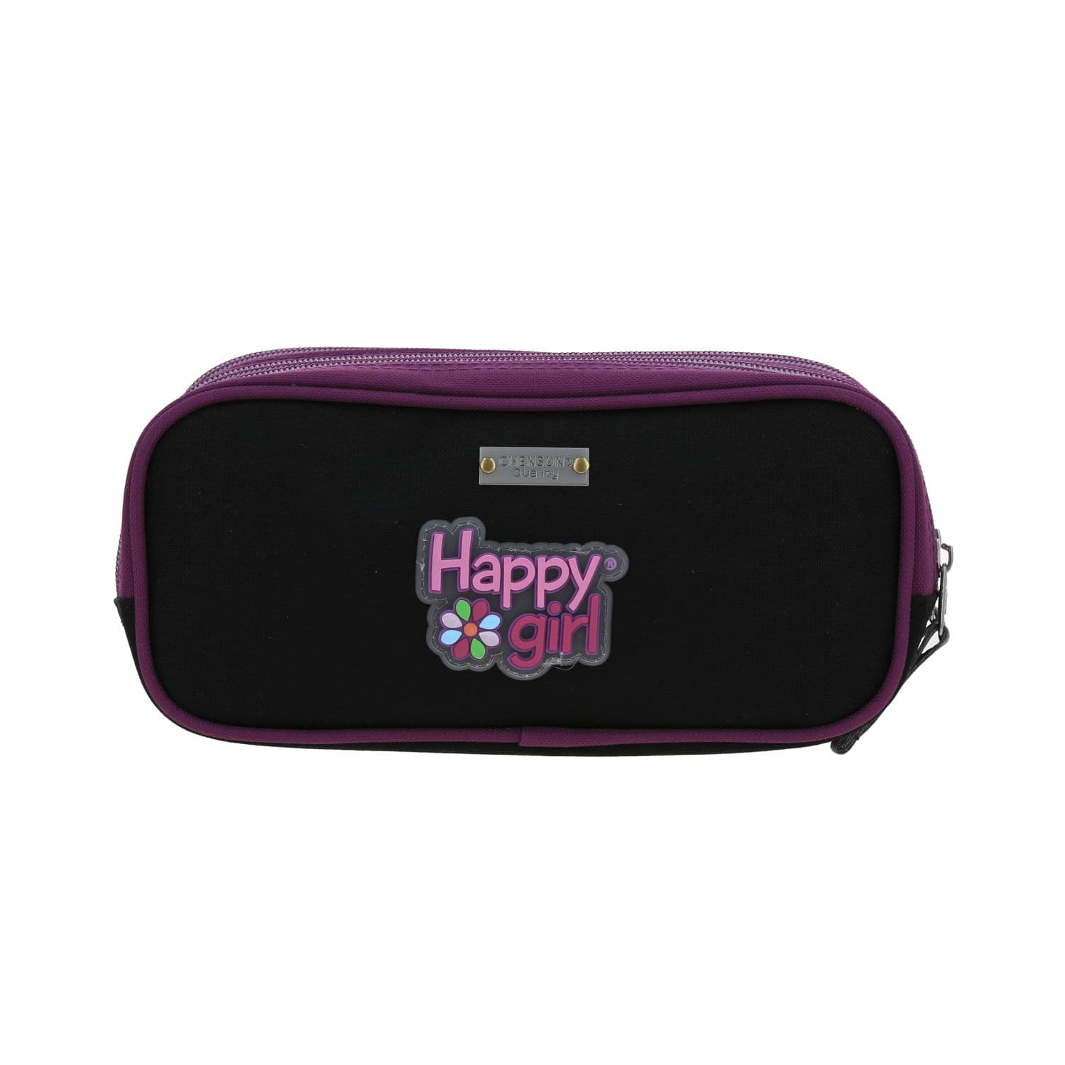 Lapicera escolar para niña Happy Girl by Chenson color negro - Triple compartimento 4
