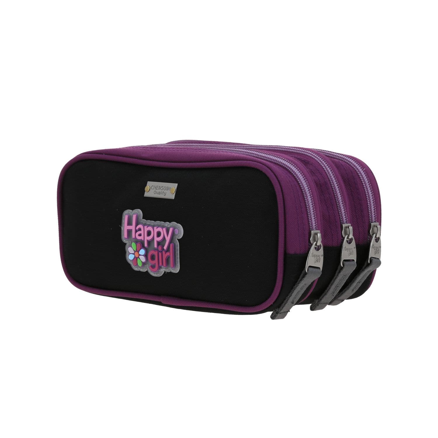 Lapicera escolar para niña Happy Girl by Chenson color negro - Triple compartimento 5