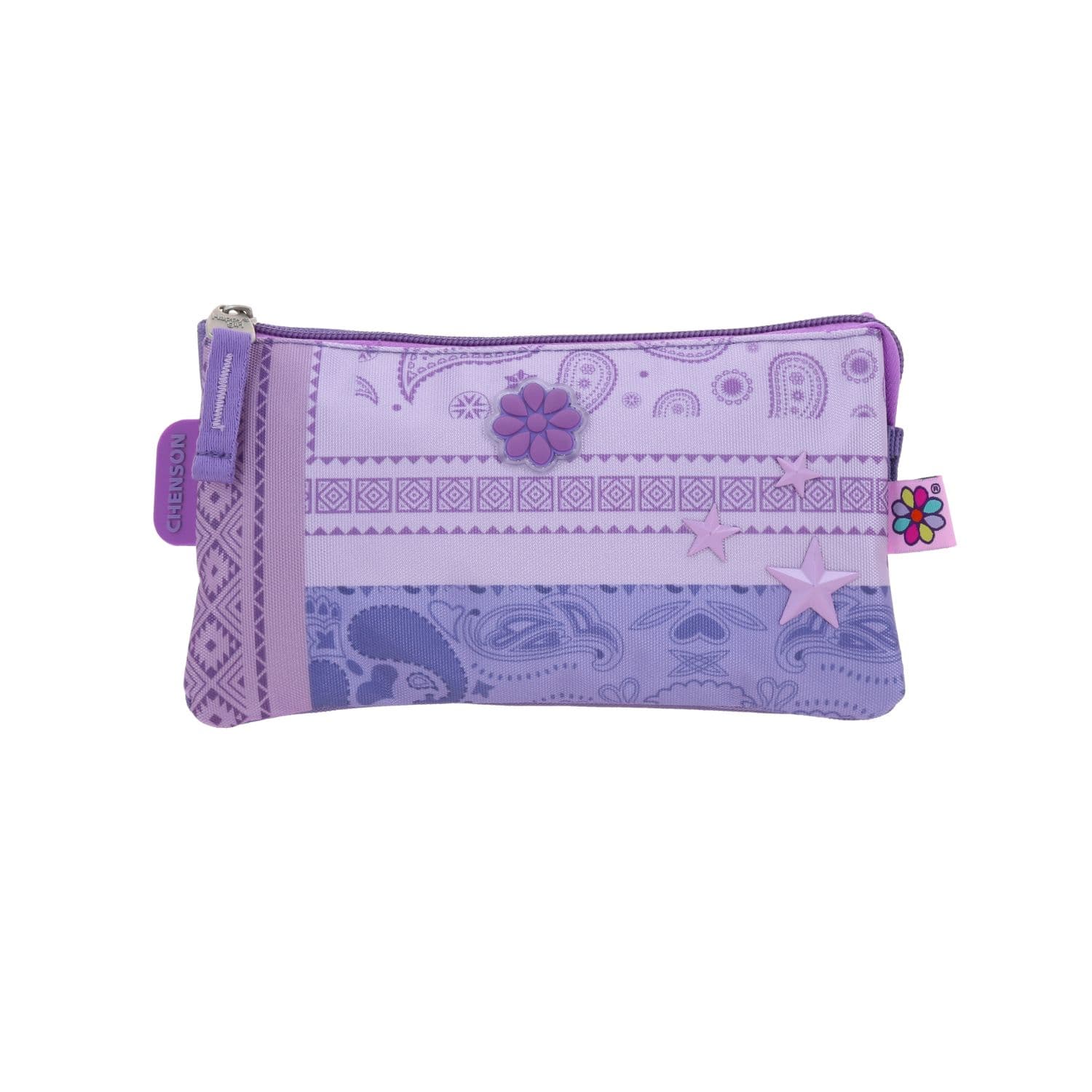 Lapicera escolar para niña Happy Girl by Chenson color uva con triple compartimento