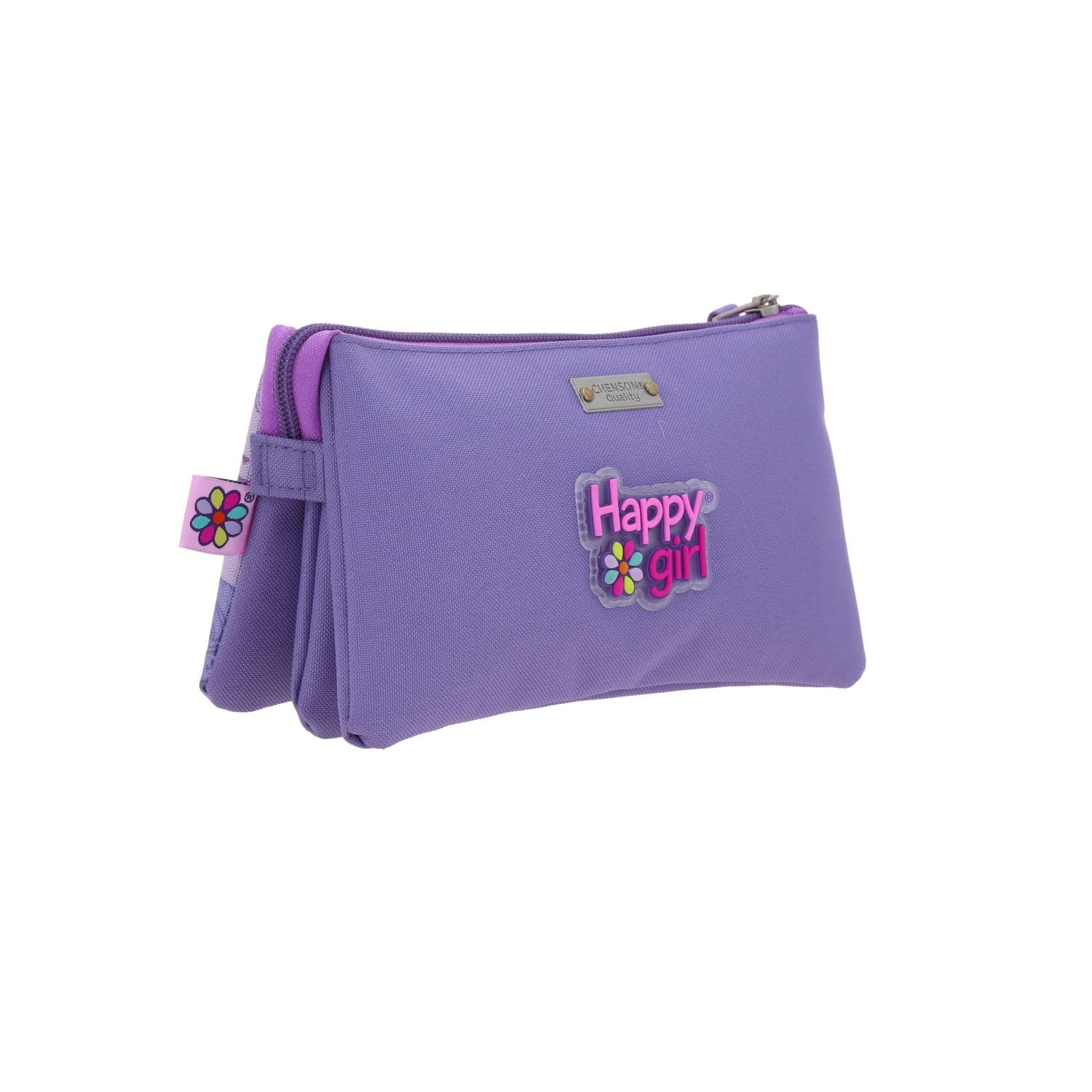 Lapicera escolar para niña Happy Girl by Chenson color uva con triple compartimento 3
