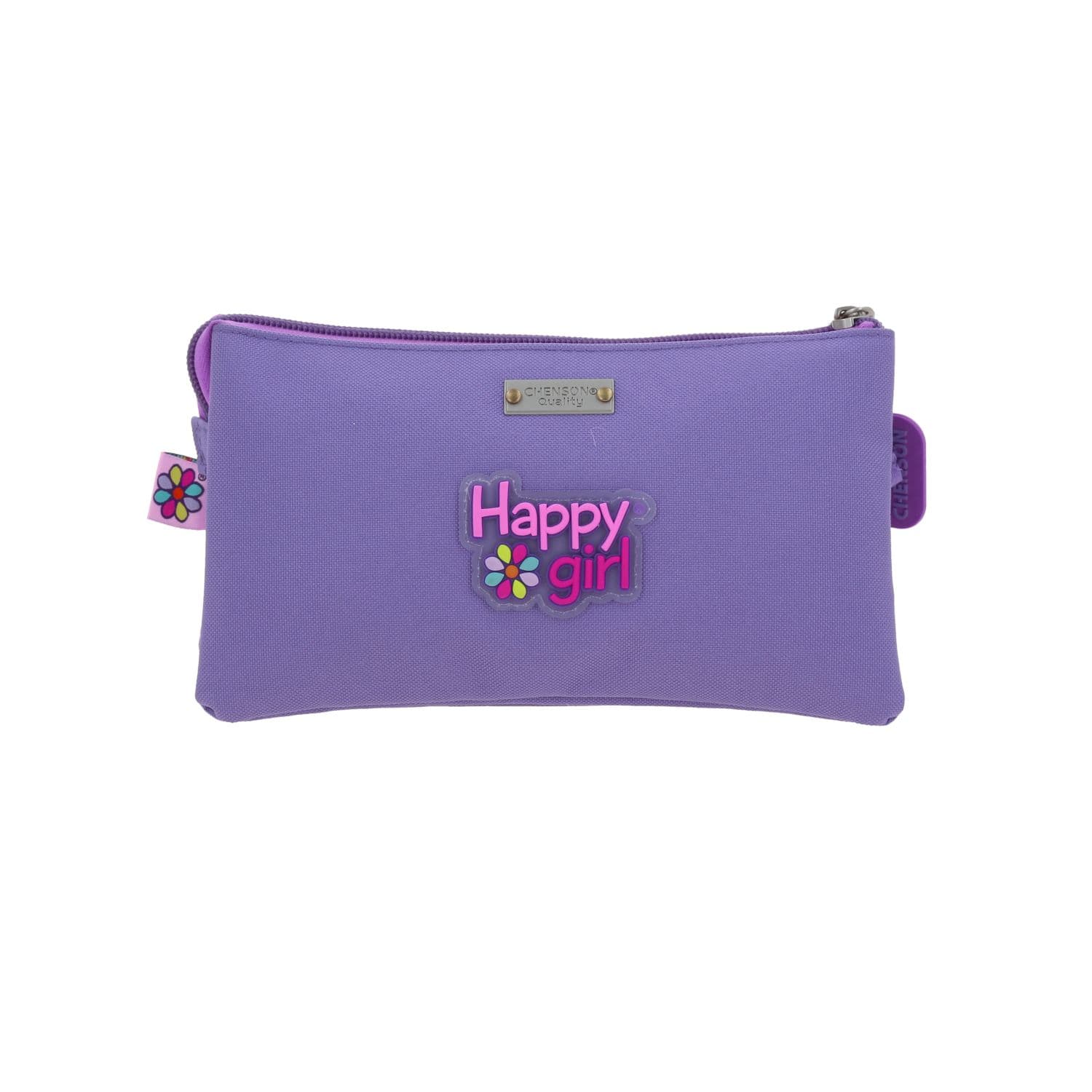 Lapicera escolar para niña Happy Girl by Chenson color uva con triple compartimento 4