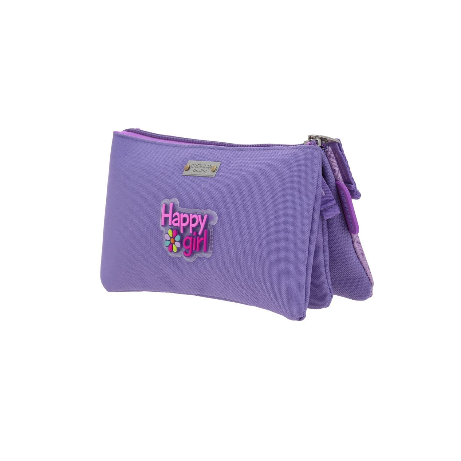 Lapicera escolar para niña Happy Girl by Chenson color uva con triple compartimento 5
