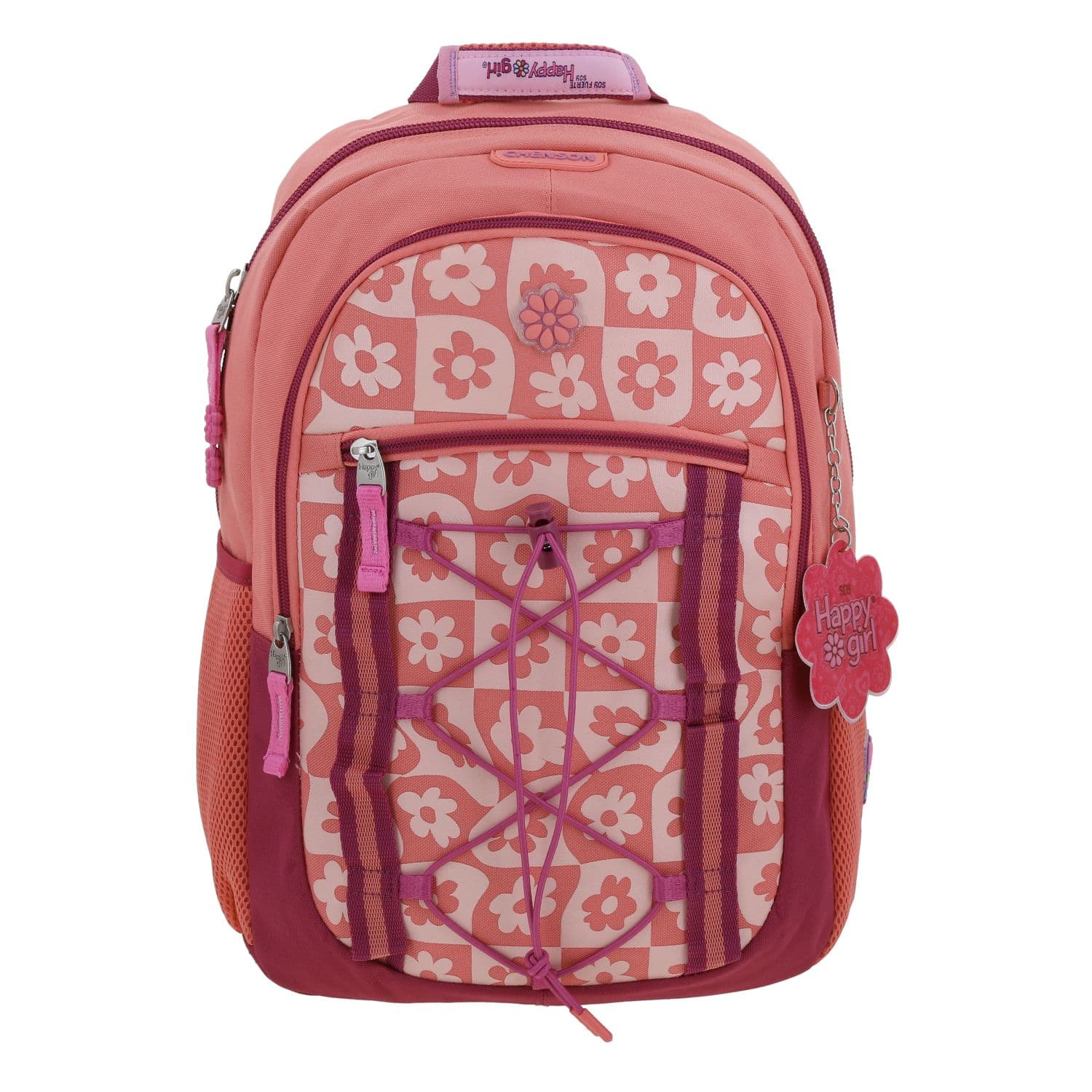 Mochila escolar para niña Happy Girl fucsia con compartimentos amplios