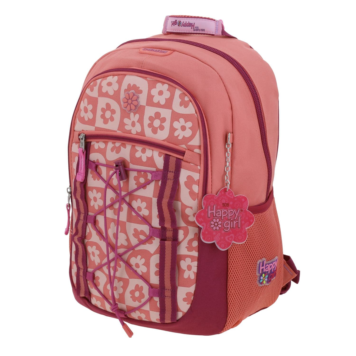 Mochila escolar para niña Happy Girl fucsia con compartimentos amplios 2