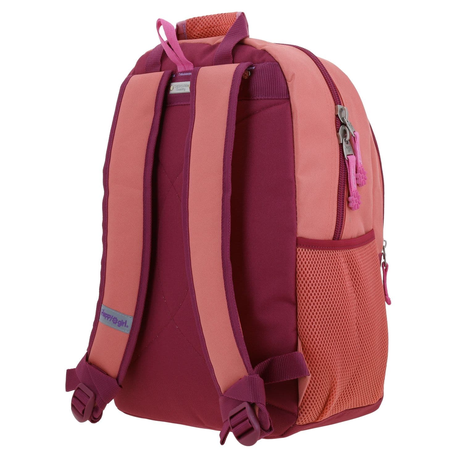 Mochila escolar para niña Happy Girl fucsia con compartimentos amplios 5