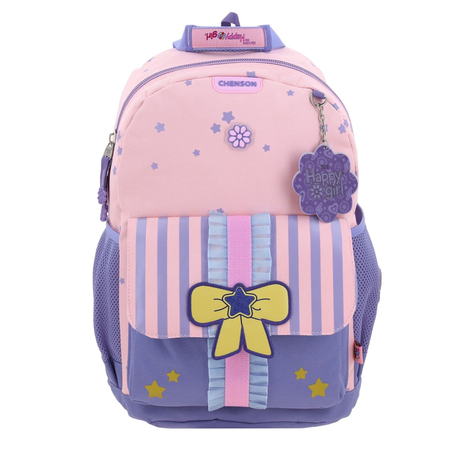 Mochila escolar para niña Happy Girl by Chenson rosa con diseño divertido