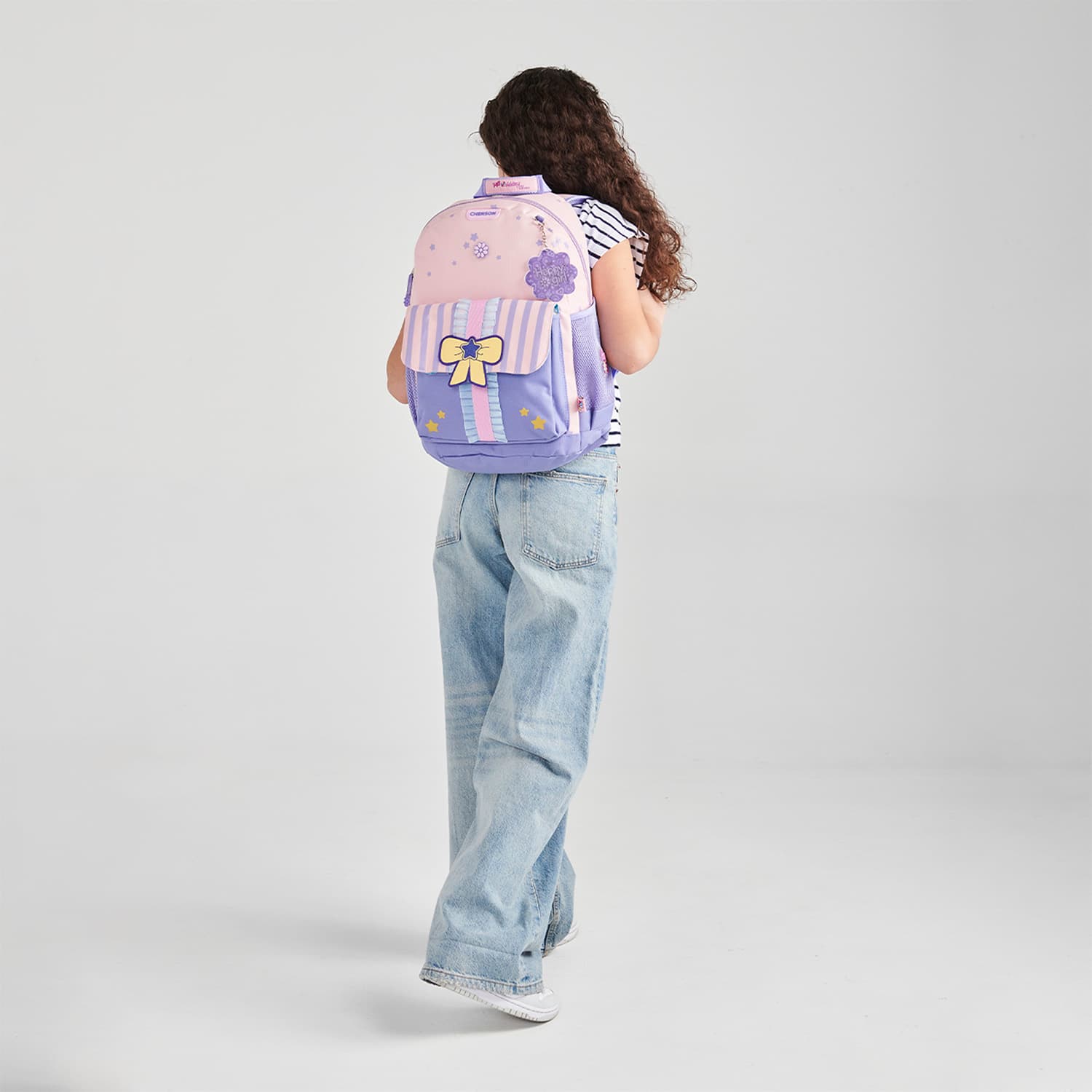 Mochila escolar para niña Happy Girl by Chenson rosa con diseño divertido - vista 2