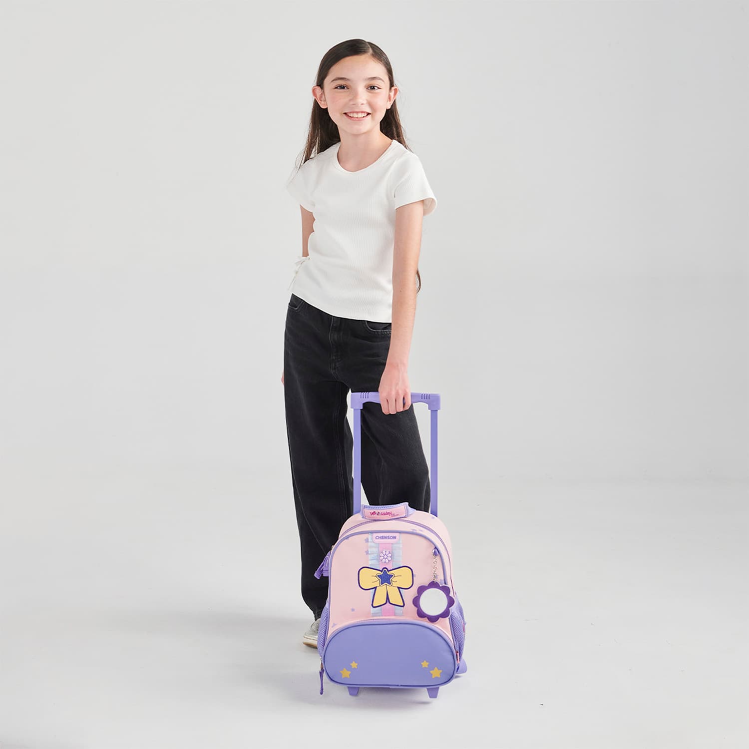 Mochila con Ruedas Happy Girl Rosa para Niña - Diversión y Durabilidad - vista 2