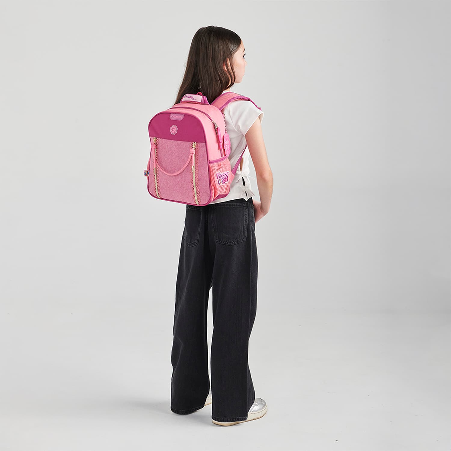 Mochila escolar para niña Happy Girl by Chenson color rosa con cierre - vista 2