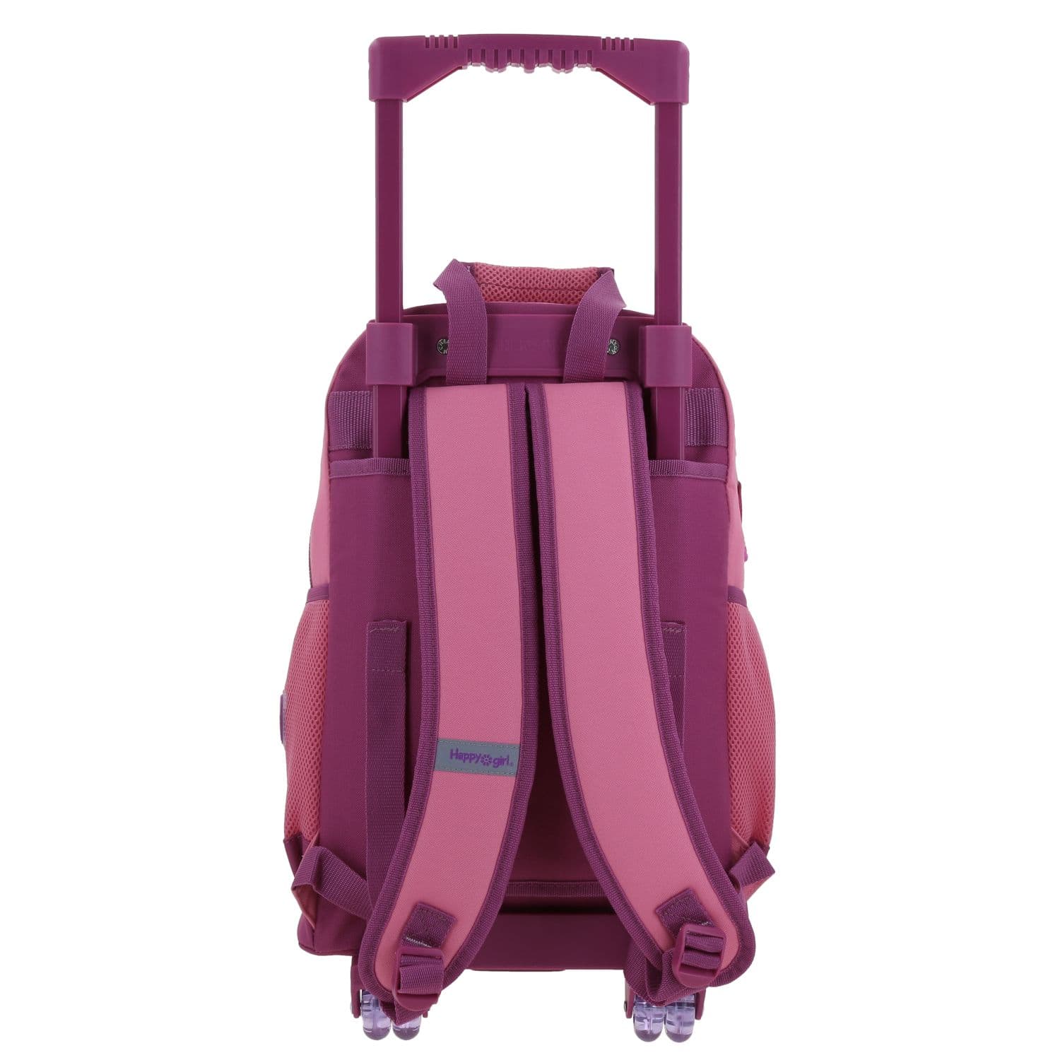 Mochila con Ruedas Happy Girl Rosa para Niña con Divertidos Detalles 4