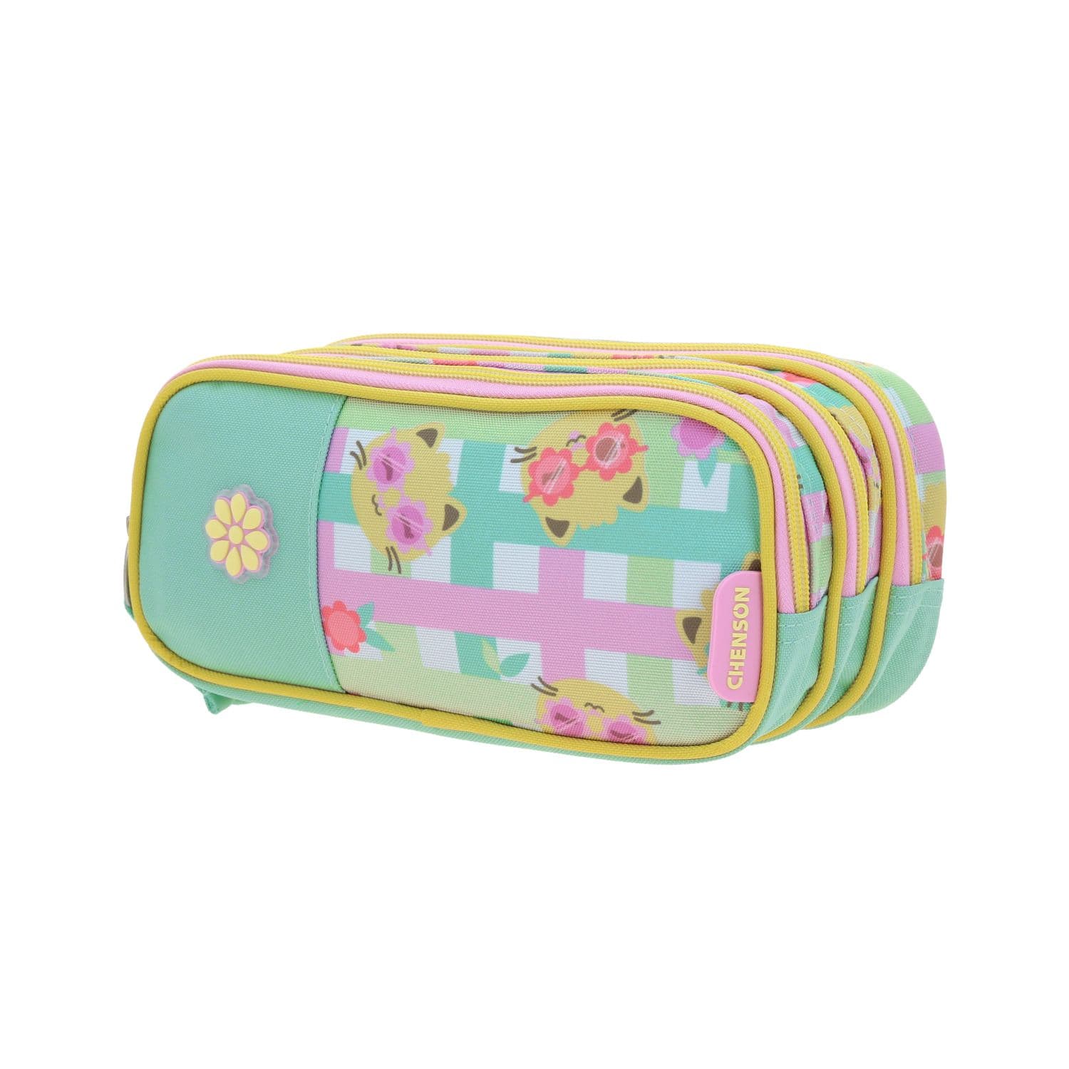 Lapicera escolar para niña Happy Girl rosa triple compartimento 2