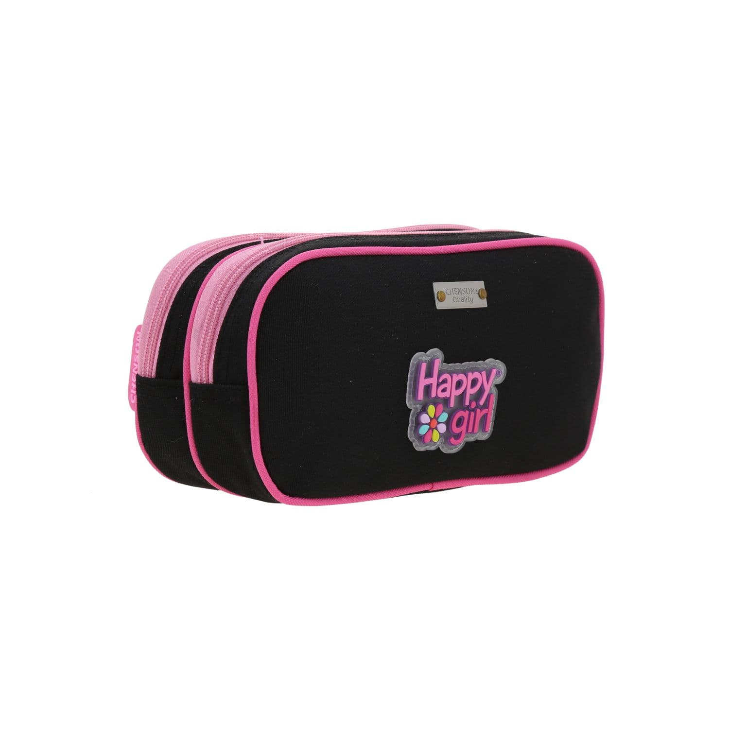 Lapicera escolar para niña Happy Girl by Chenson color negro con doble compartimento 3