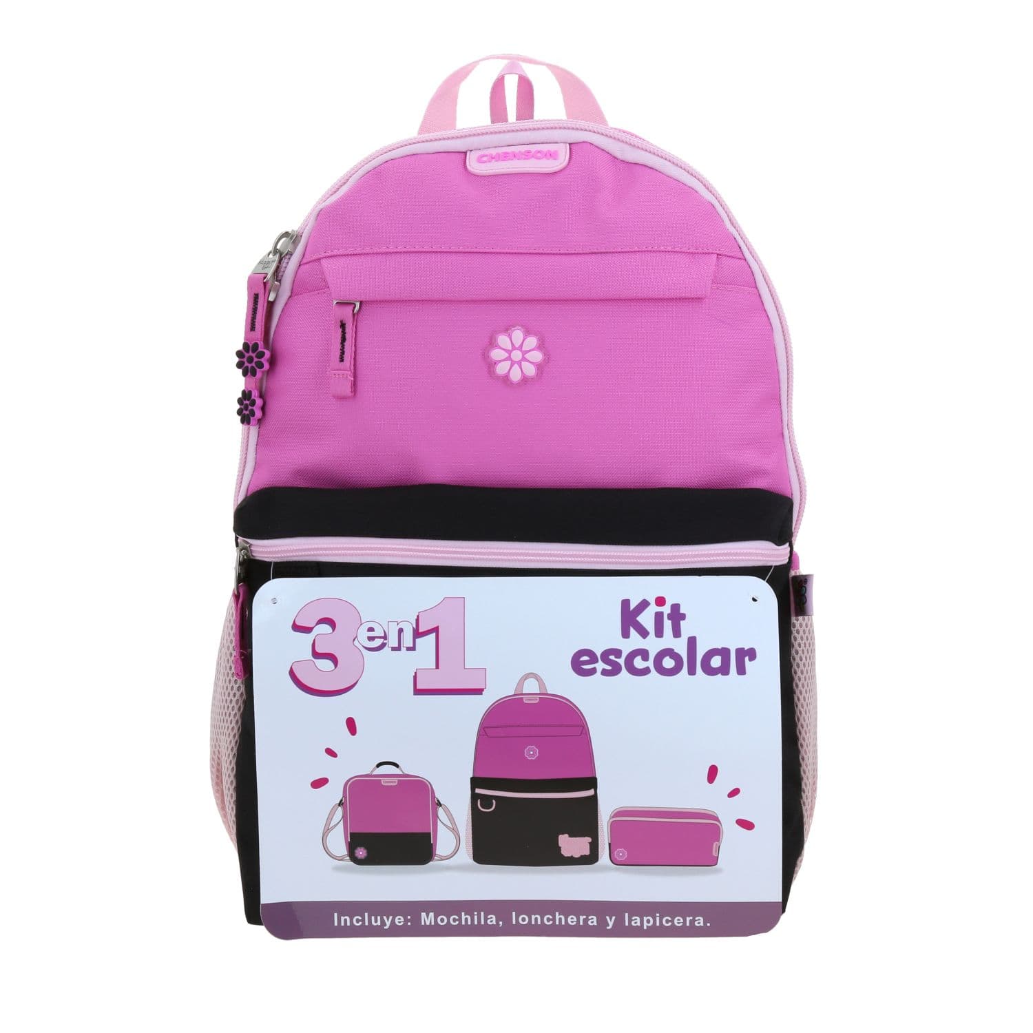 Mochila escolar para niña Happy Girl by Chenson negra con bolsillos prácticos