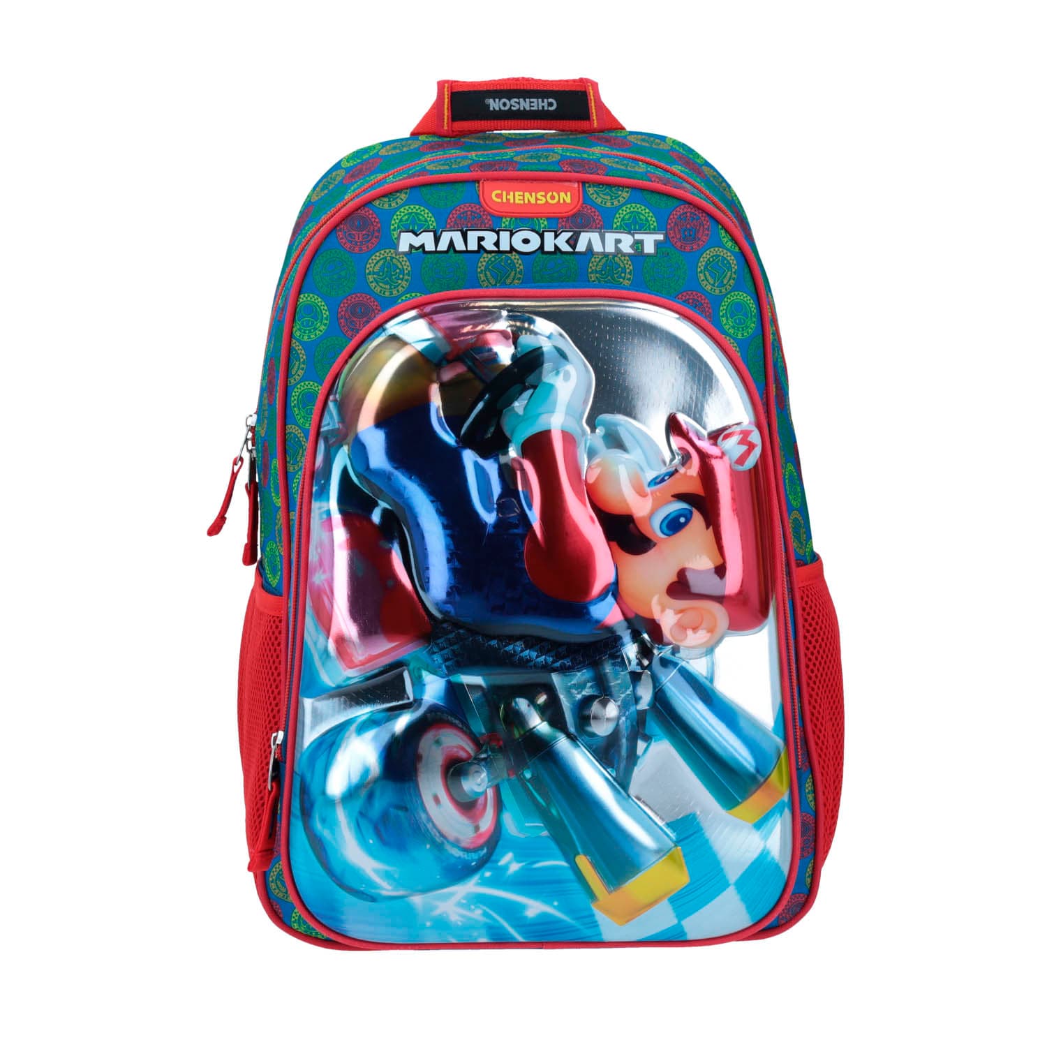 Mochila escolar para niño Mario Bros by Chenson azul con bolsillo frontal