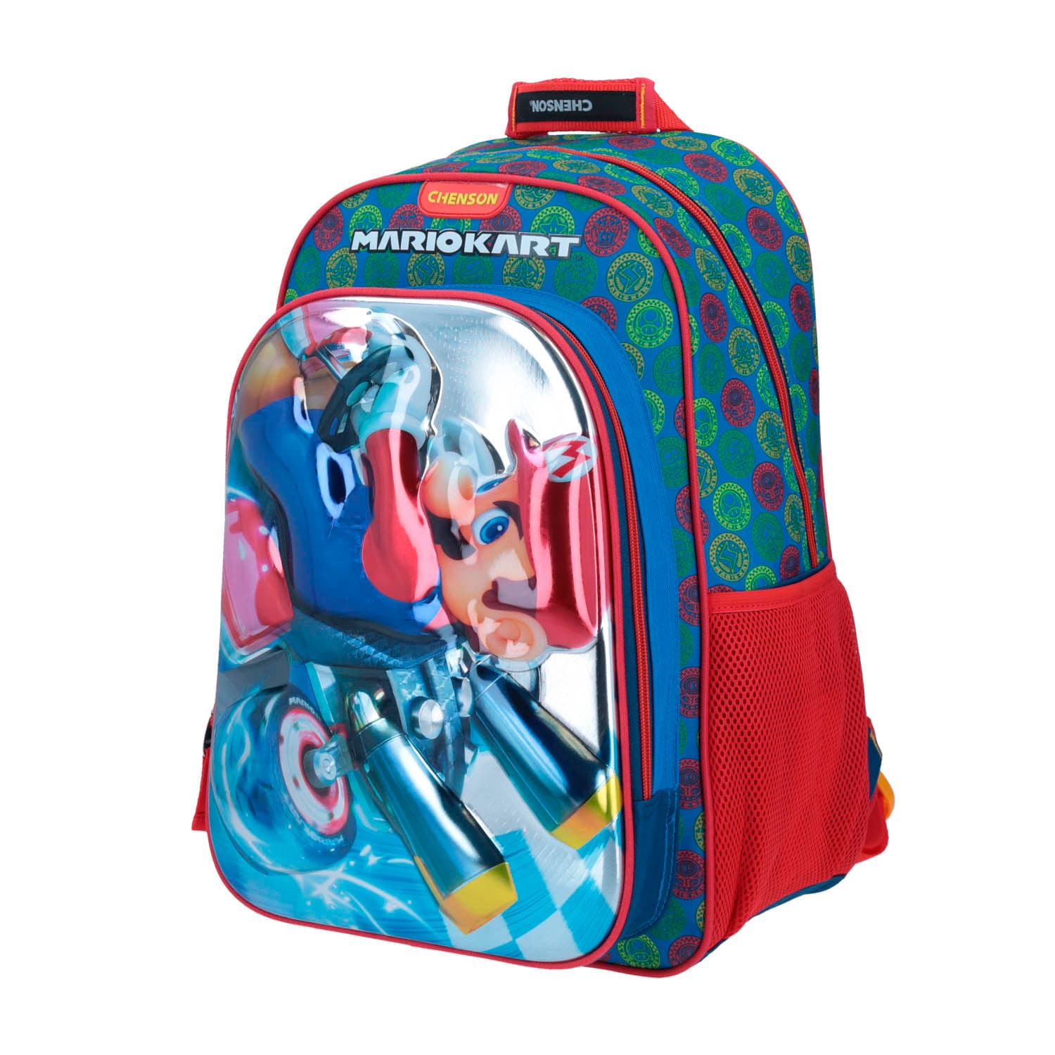 Mochila escolar para niño Mario Bros by Chenson azul con bolsillo frontal 2