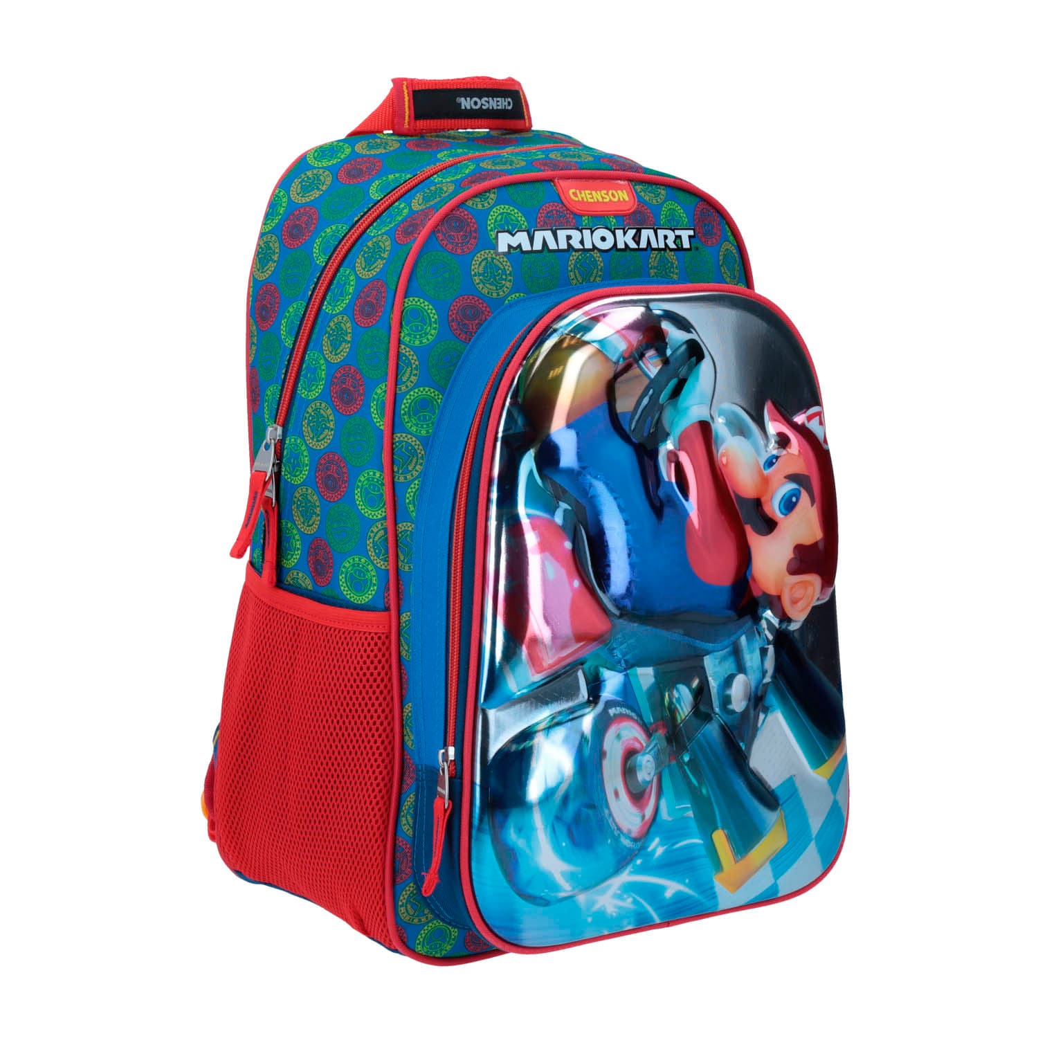 Mochila escolar para niño Mario Bros by Chenson azul con bolsillo frontal - vista 2