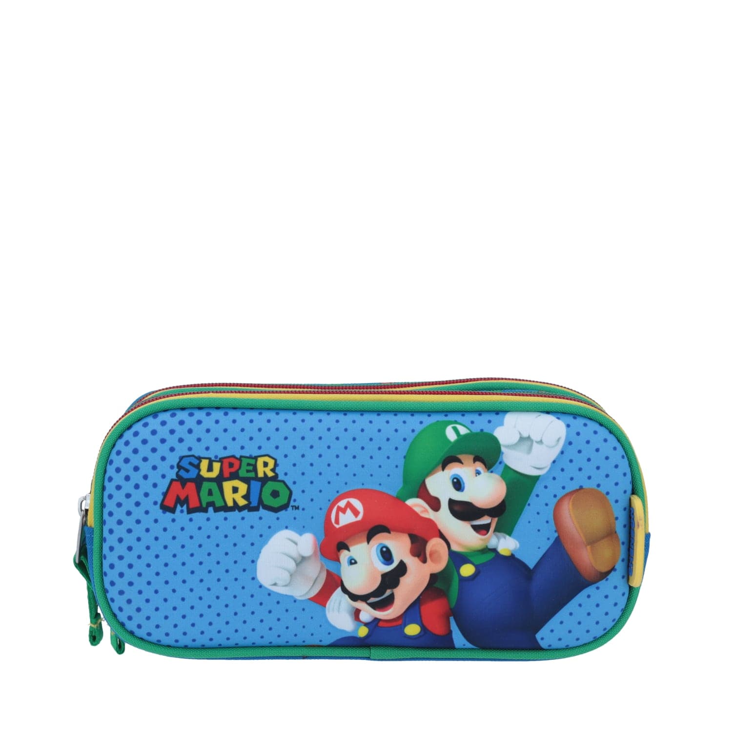 Lapicera escolar para niño Mario Bros by Chenson color azul con doble compartimento