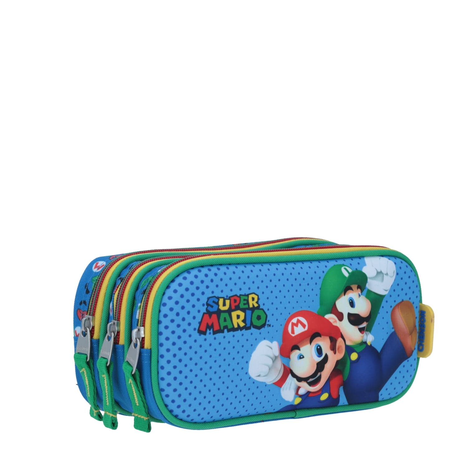 Lapicera escolar para niño Mario Bros by Chenson color azul con doble compartimento 4