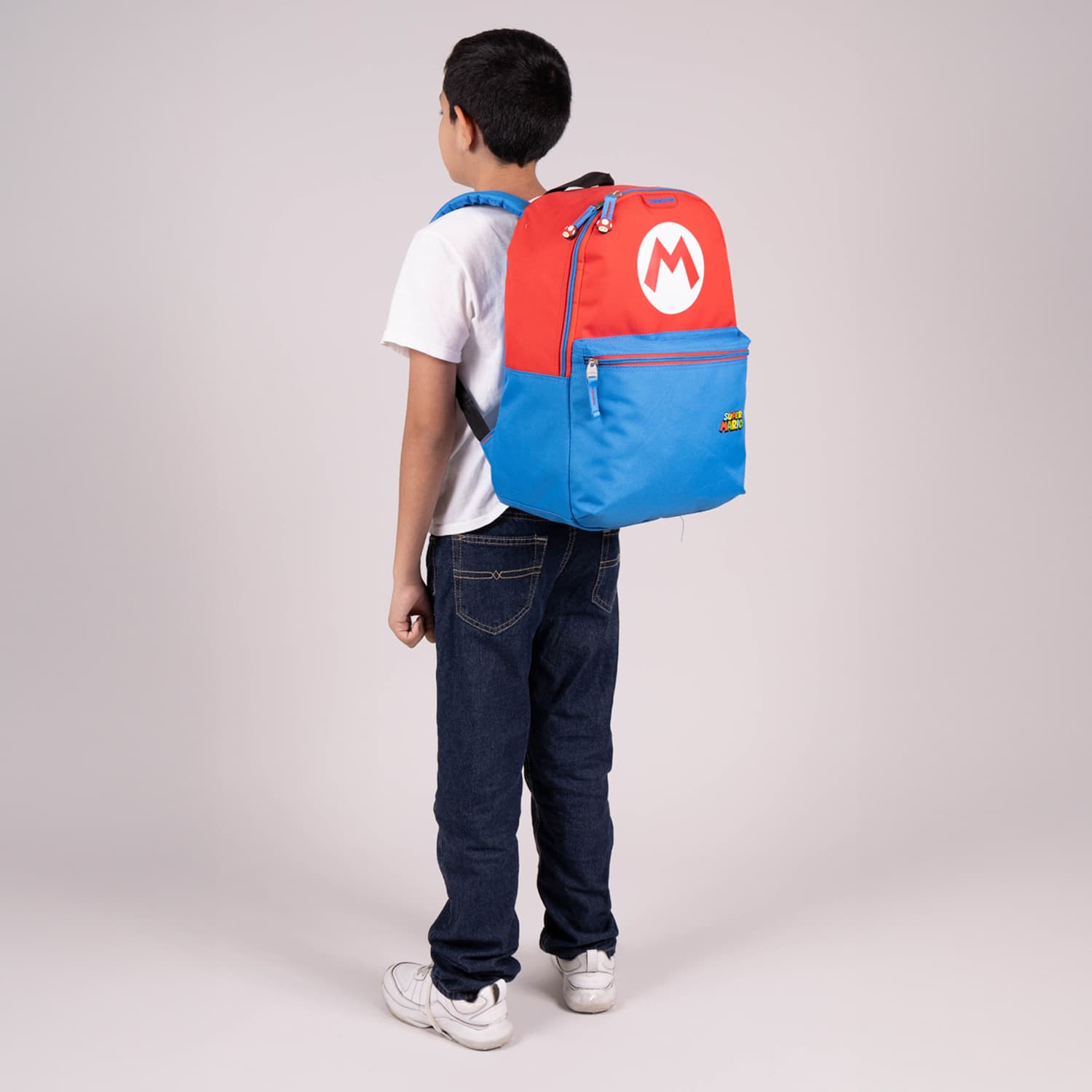Mochila escolar para niño Mario Bros by Chenson color azul divertida - vista 2
