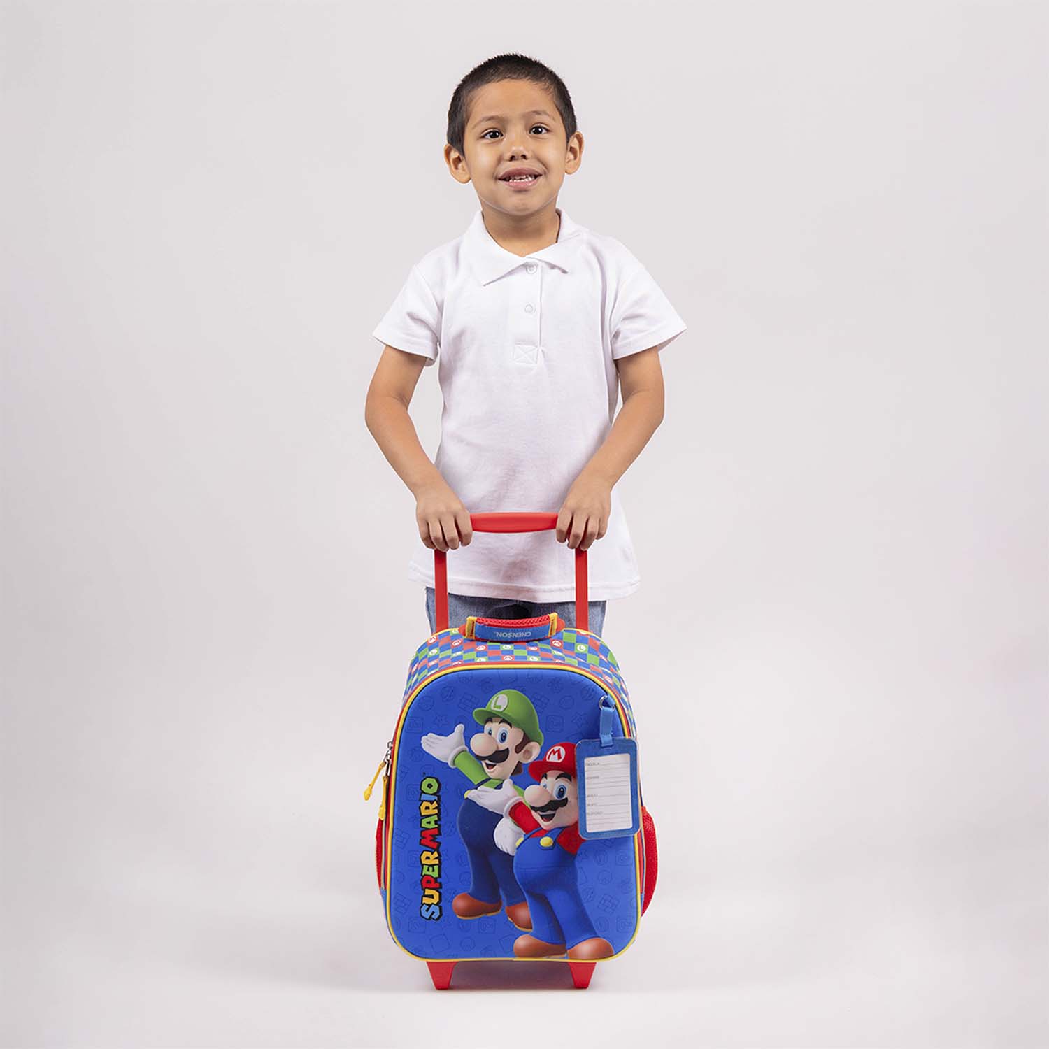Mochila con Ruedas Mario Bros Azul para Niño - Diversión y Durabilidad - vista 2