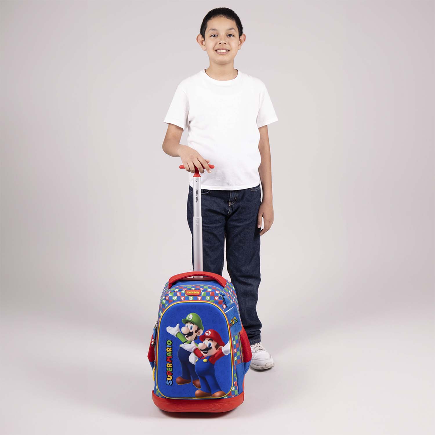 Mochila con Ruedas Mario Bros Azul para Niño - Diversión y Seguridad - vista 2