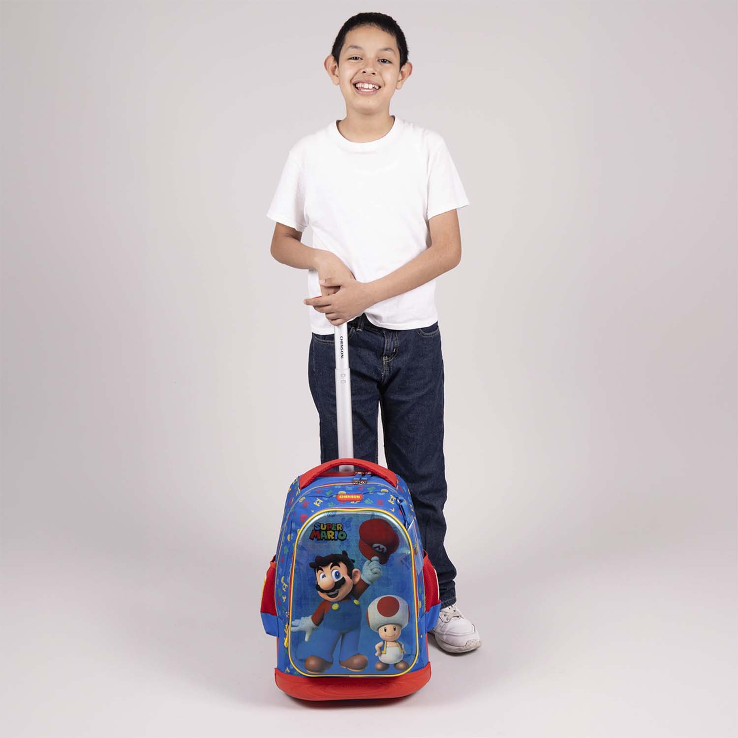 Mochila con Ruedas Mario Bros Azul para Niño - Diversión y Durabilidad - vista 2