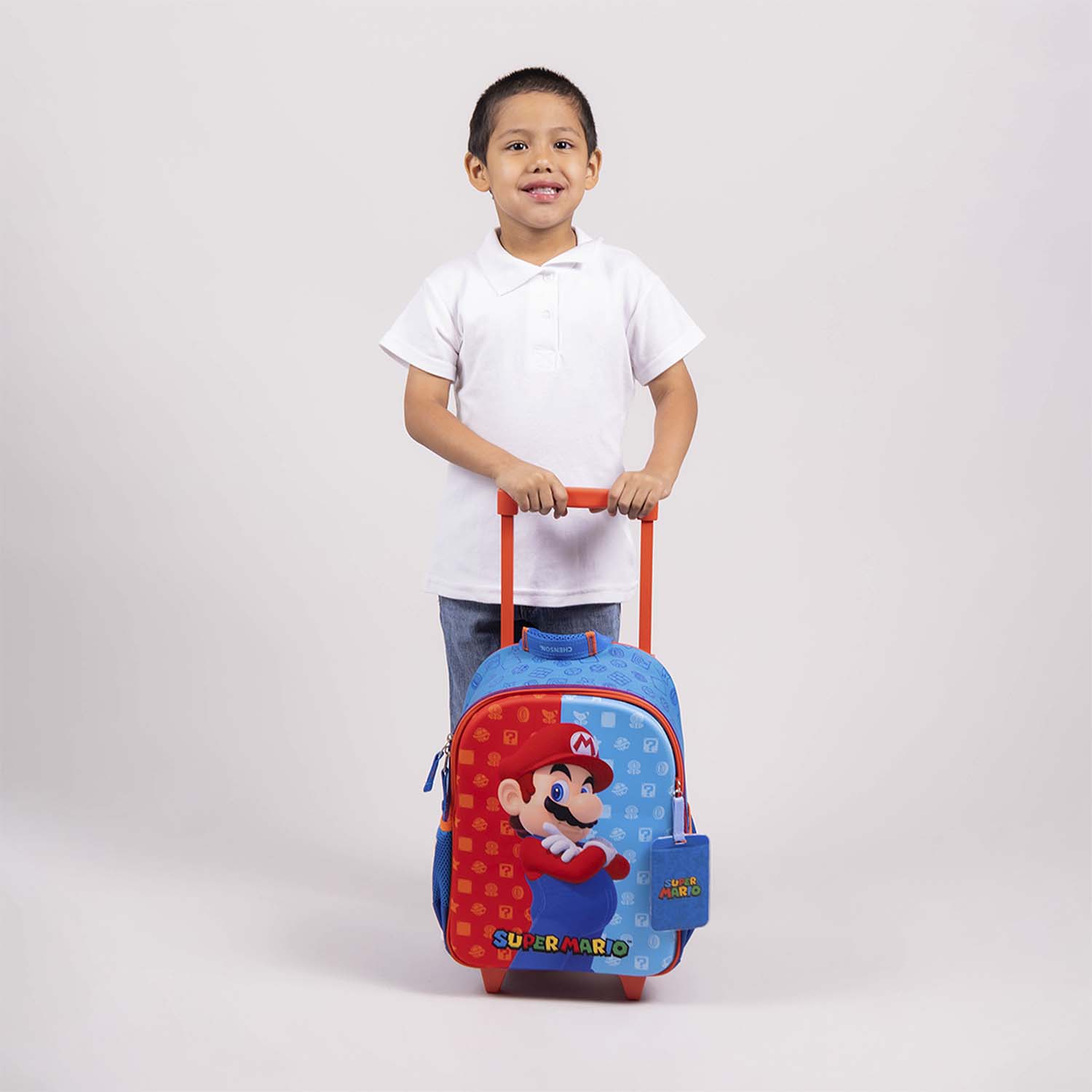 Mochila con Ruedas Mario Bros Azul para Niño - Diversión y Durabilidad - vista 2