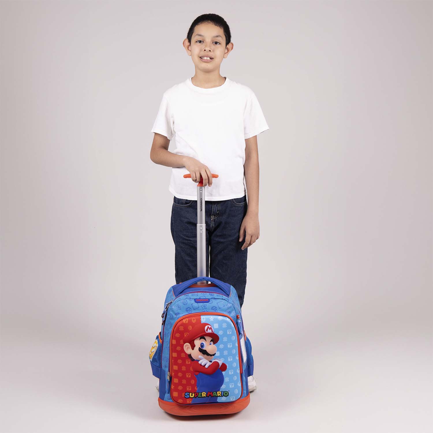 Mochila con Ruedas Mario Bros Azul para Niño - Diversión y Durabilidad - vista 2