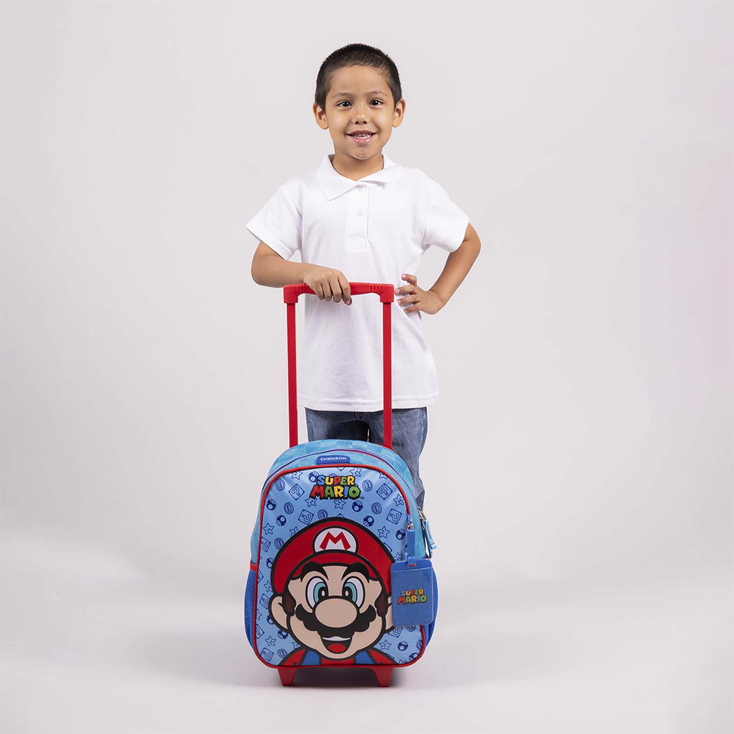 Mochila con Ruedas Mario Bros Azul para Niño - Diversión y Durabilidad - vista 2