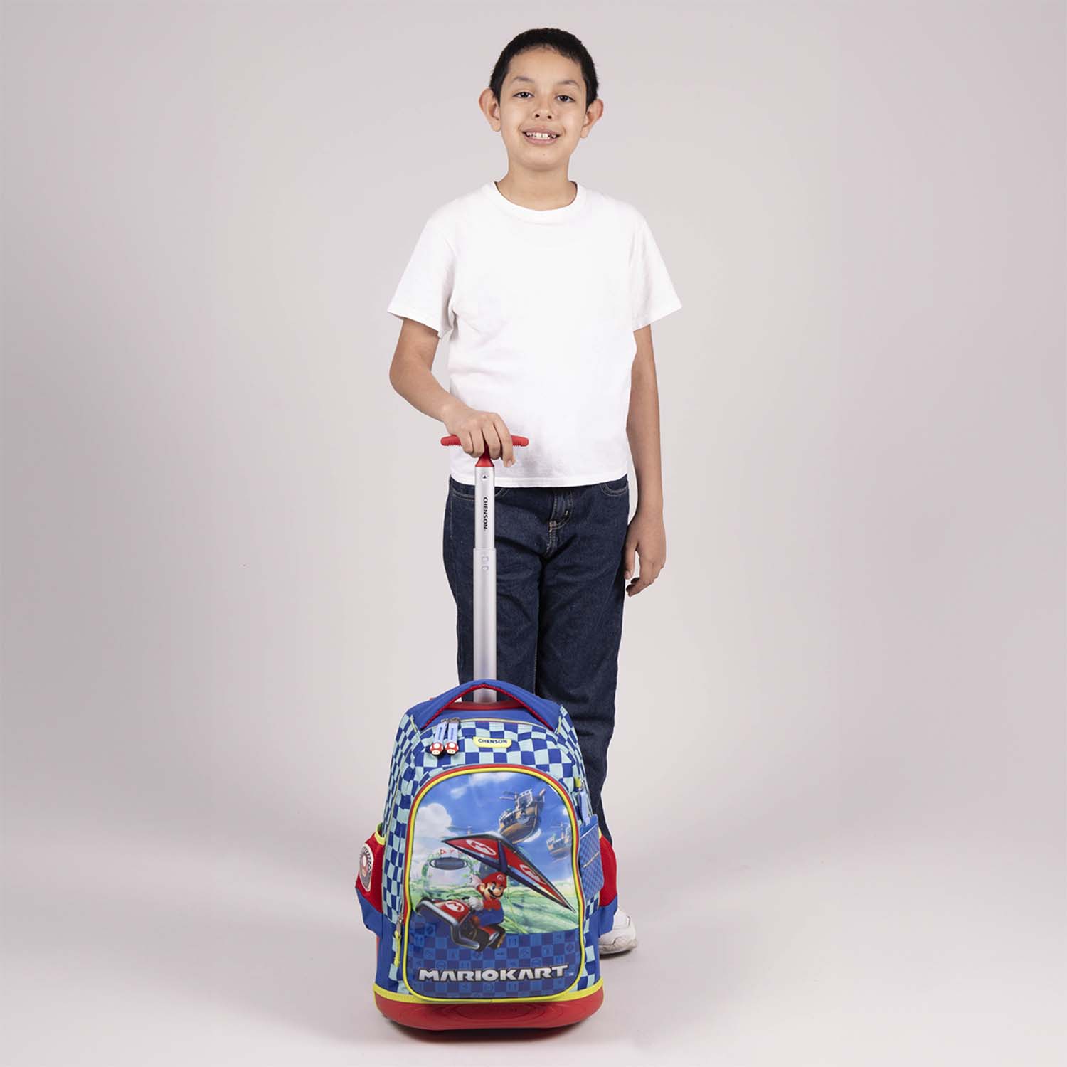 Mochila con Ruedas Mario Bros Azul para Niño - Diversión y Durabilidad - vista 2