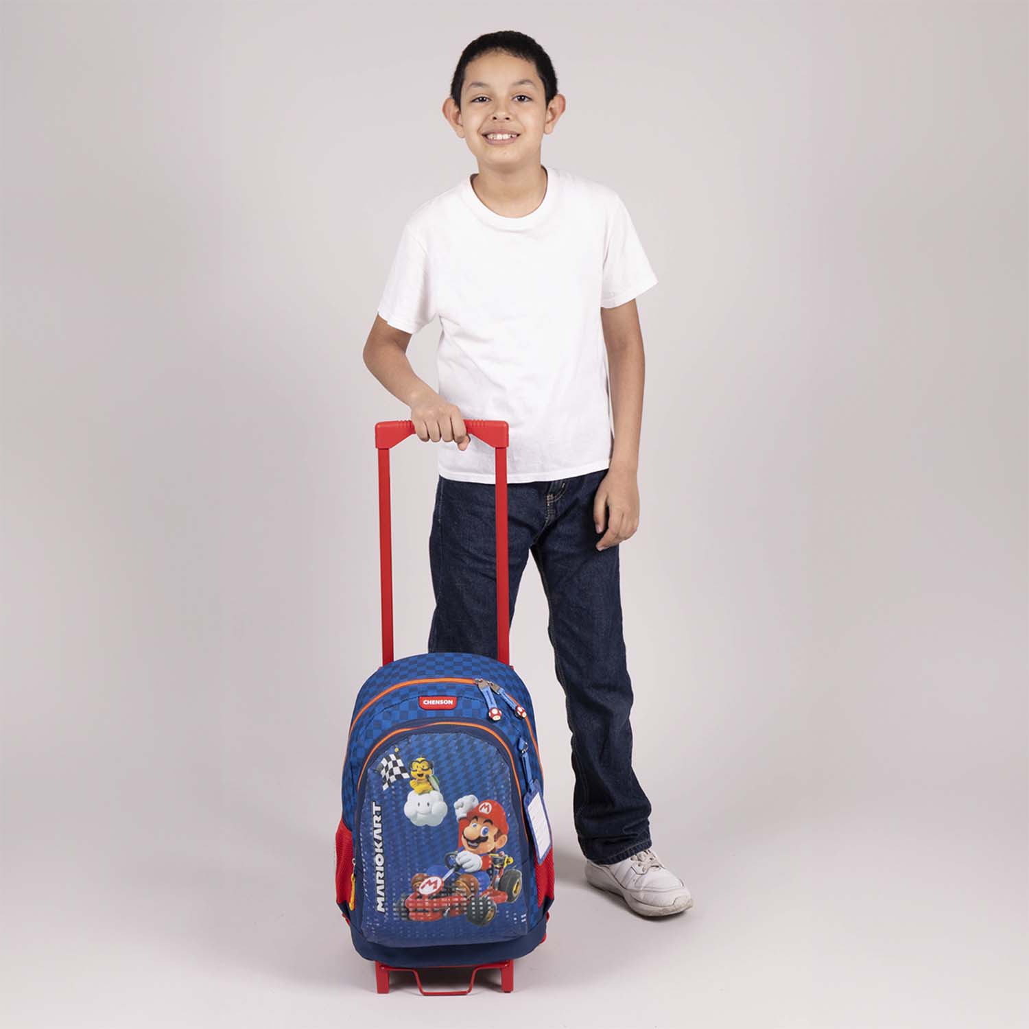 Mochila con Ruedas Mario Bros Azul para Niño - Diversión y Durabilidad - vista 2
