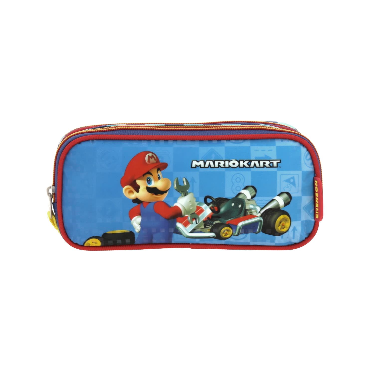 Lapicera escolar para niño Mario Bros by Chenson color azul con doble compartimento