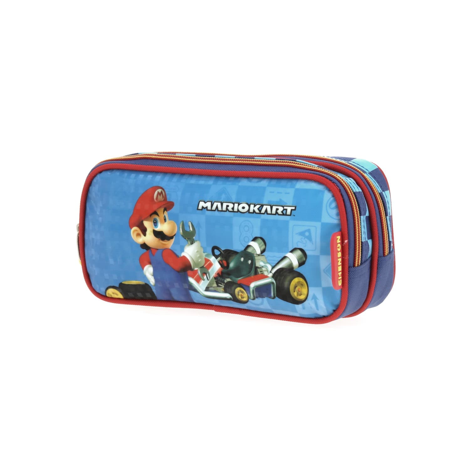 Lapicera escolar para niño Mario Bros by Chenson color azul con doble compartimento 2