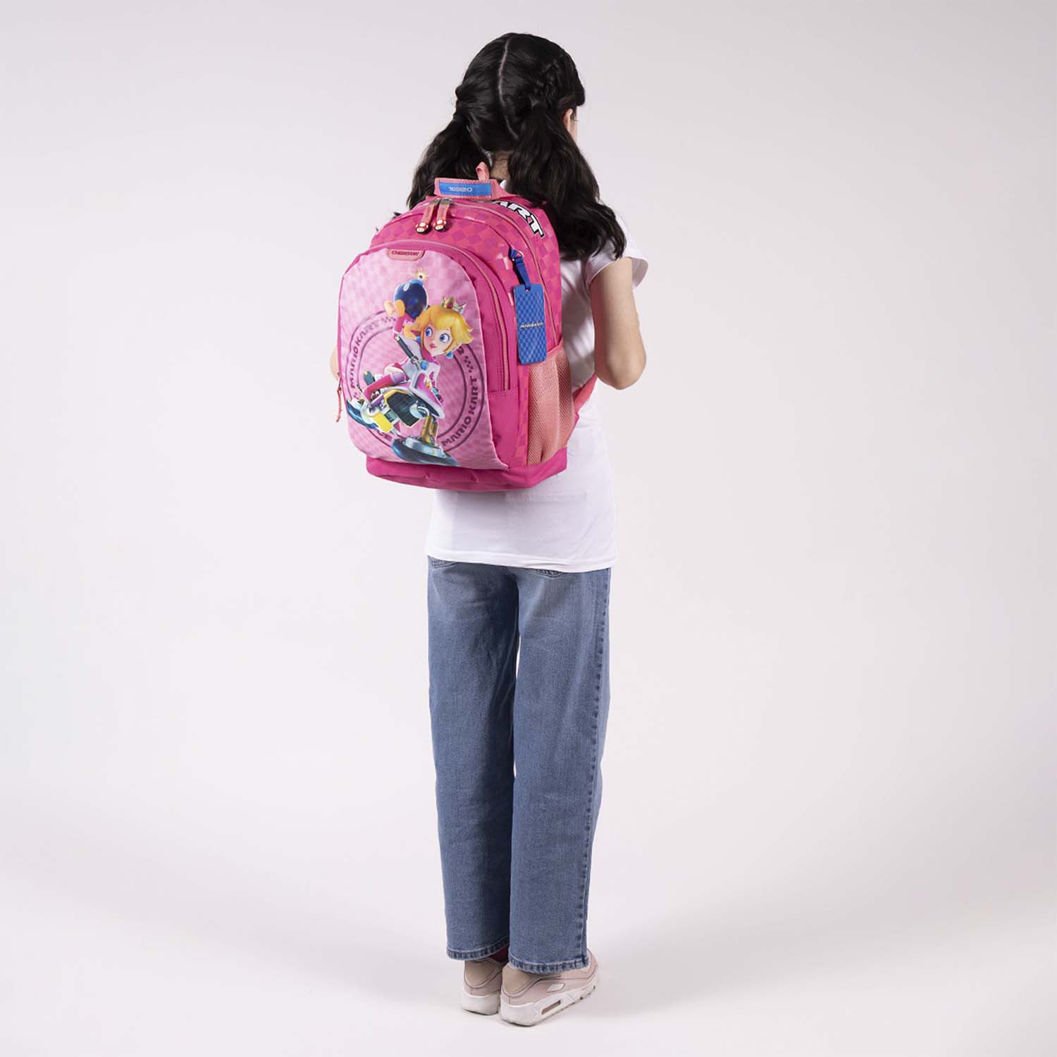 Mochila escolar para niña Mario Bros fucsia con diseño divertido y duradero - vista 2
