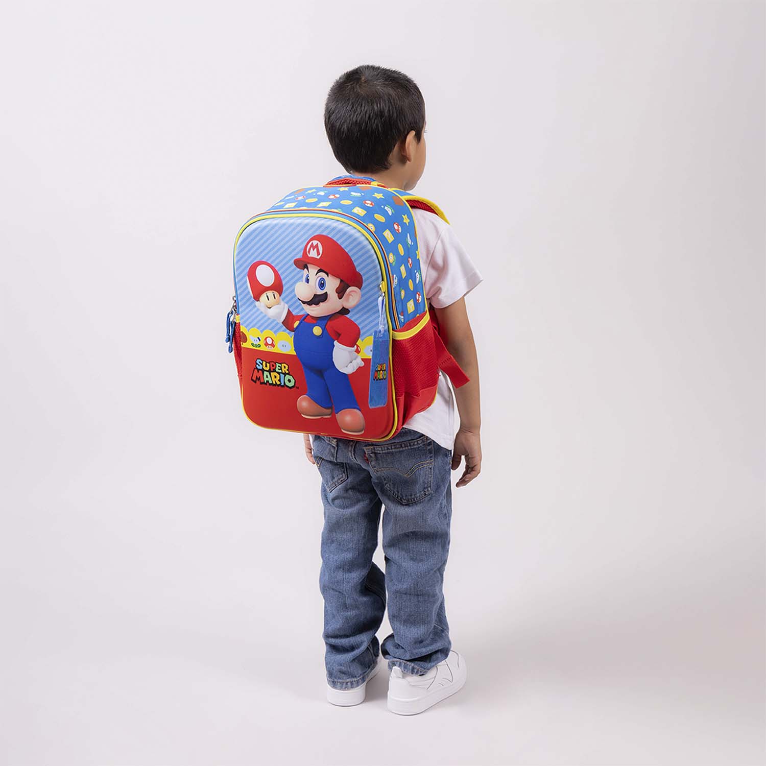 Mochila escolar para niño Mario Bros by Chenson color azul divertida y duradera - vista 2