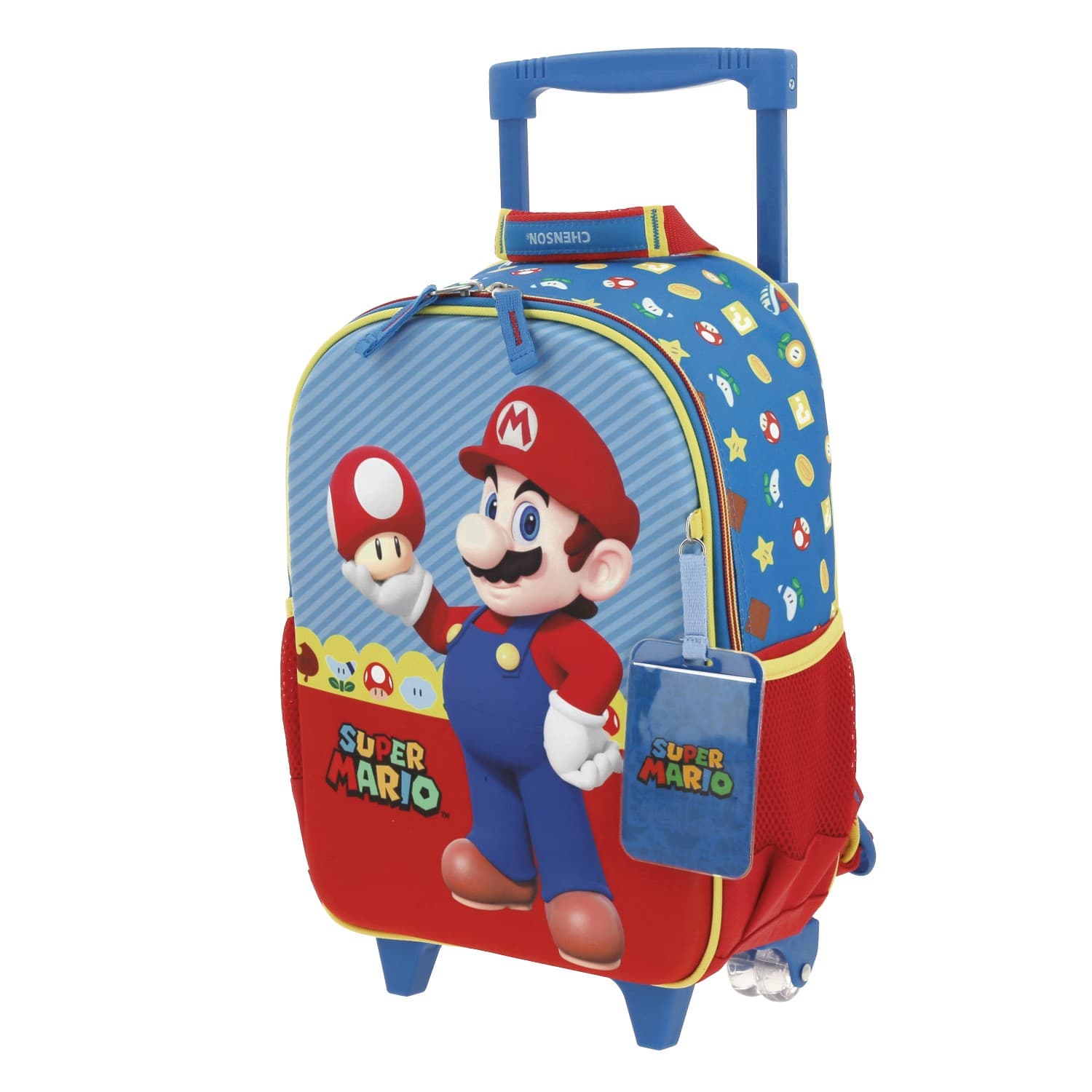 Mochila con Ruedas Mario Bros Azul para Niño - Divertida y Duradera 2