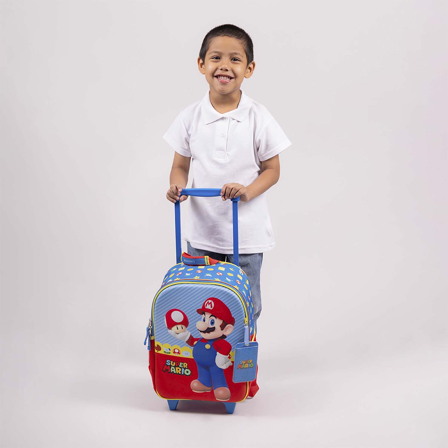 Mochila con Ruedas Mario Bros Azul para Niño - Divertida y Duradera - vista 2