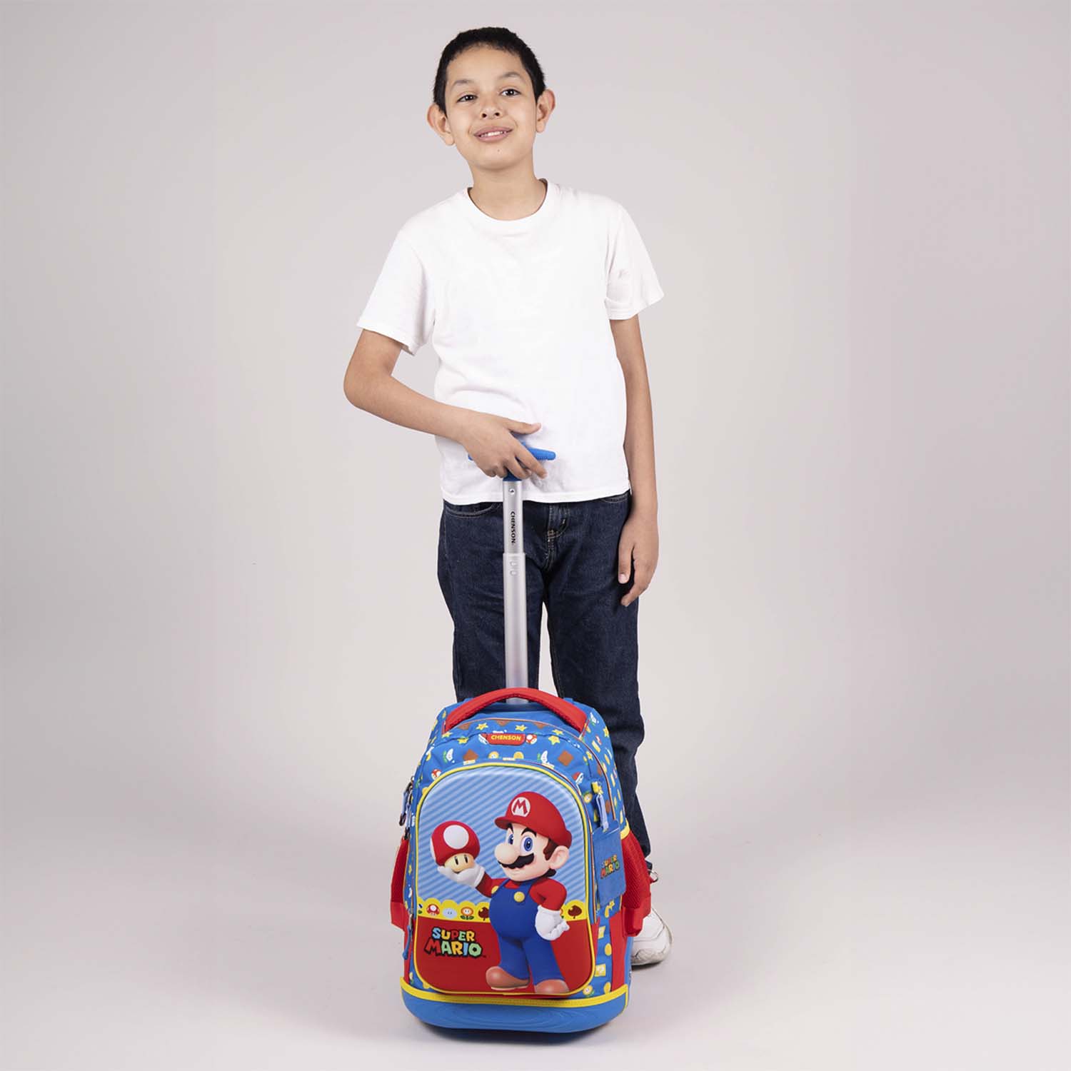 Mochila con Ruedas Mario Bros Azul para Niño - Diversión y Durabilidad - vista 2