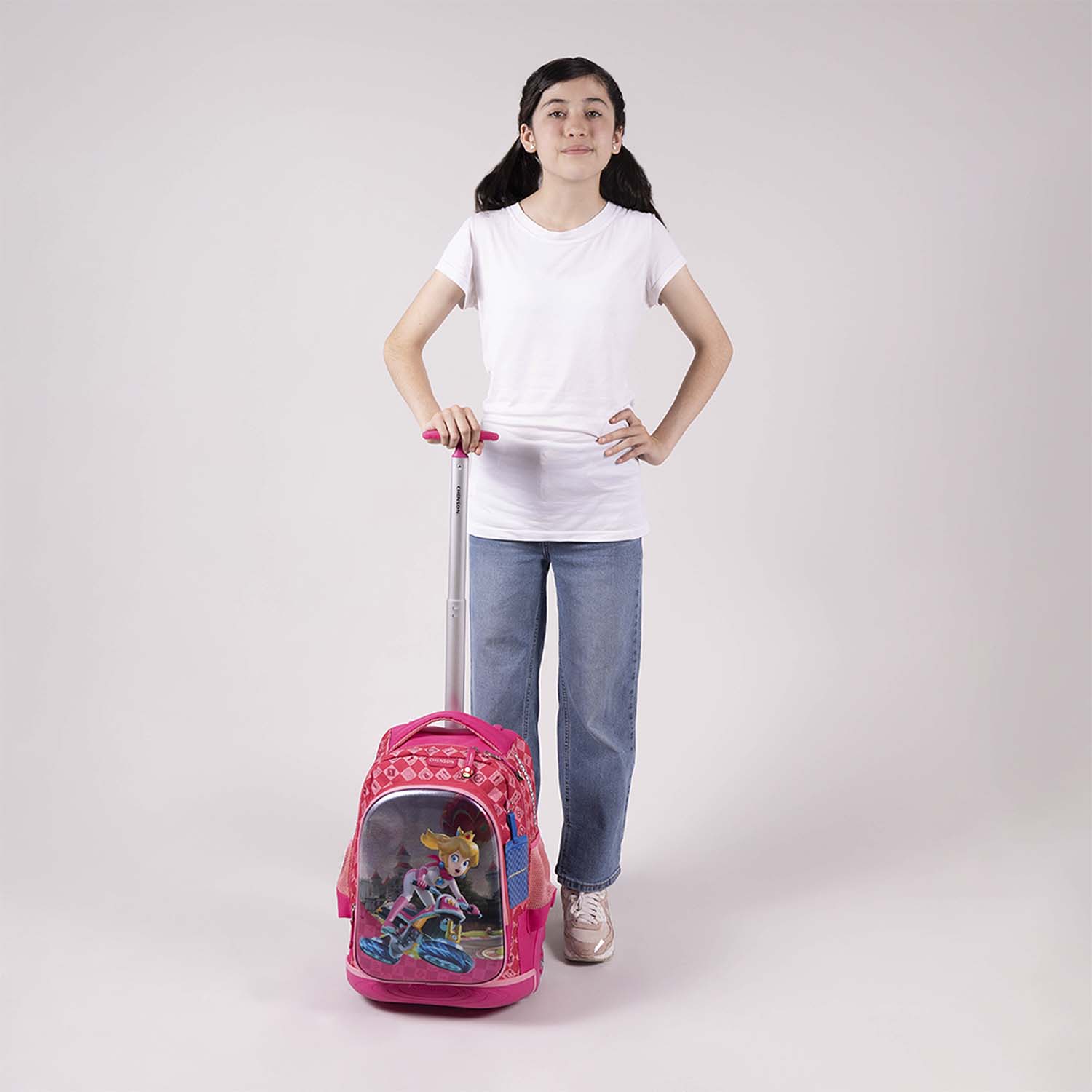 Mochila con Ruedas Mario Bros Rosa para Niña - Diversión y Durabilidad - vista 2