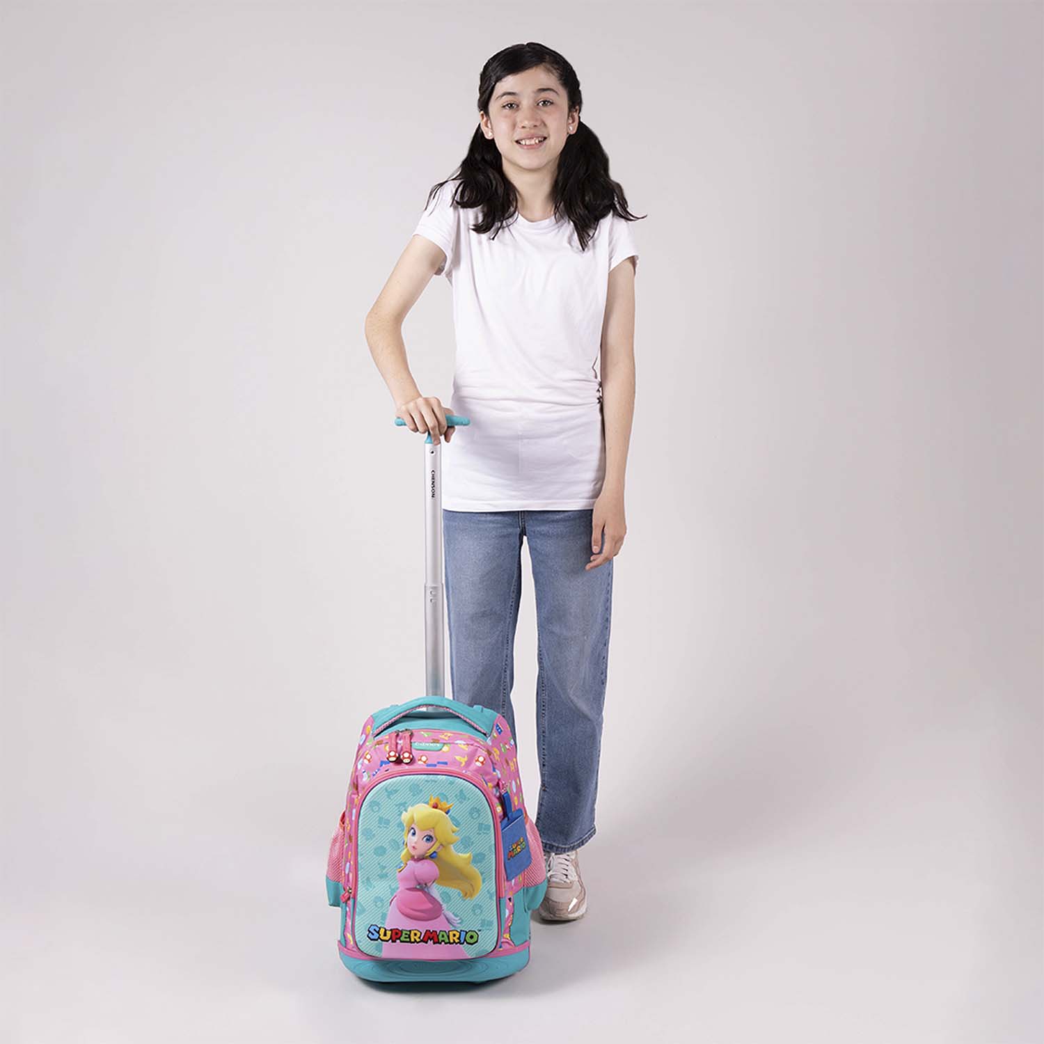 Mochila con Ruedas Mario Bros Rosa para Niña - Diversión y Durabilidad - vista 2