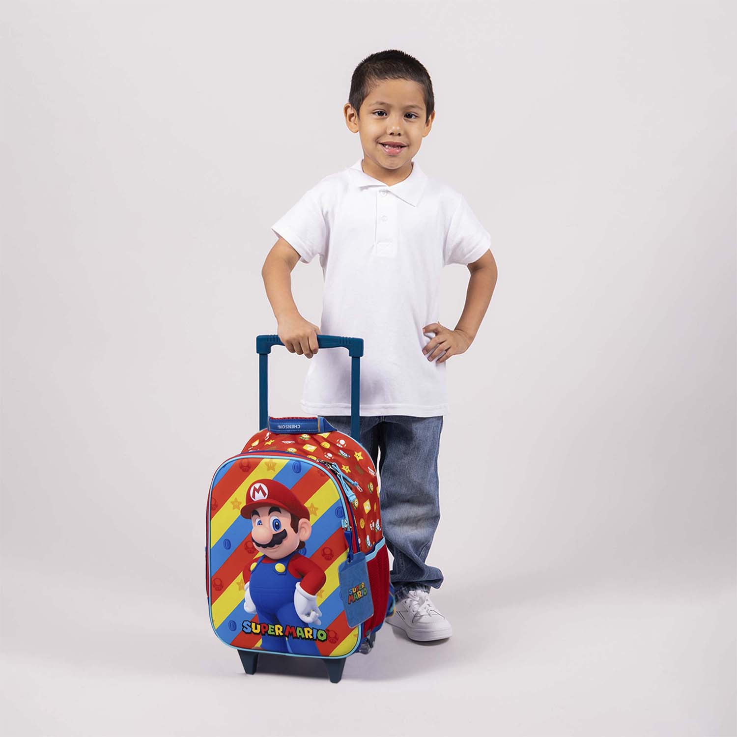 Mochila con Ruedas Mario Bros Rojo para Niño - Diversión y Durabilidad - vista 2