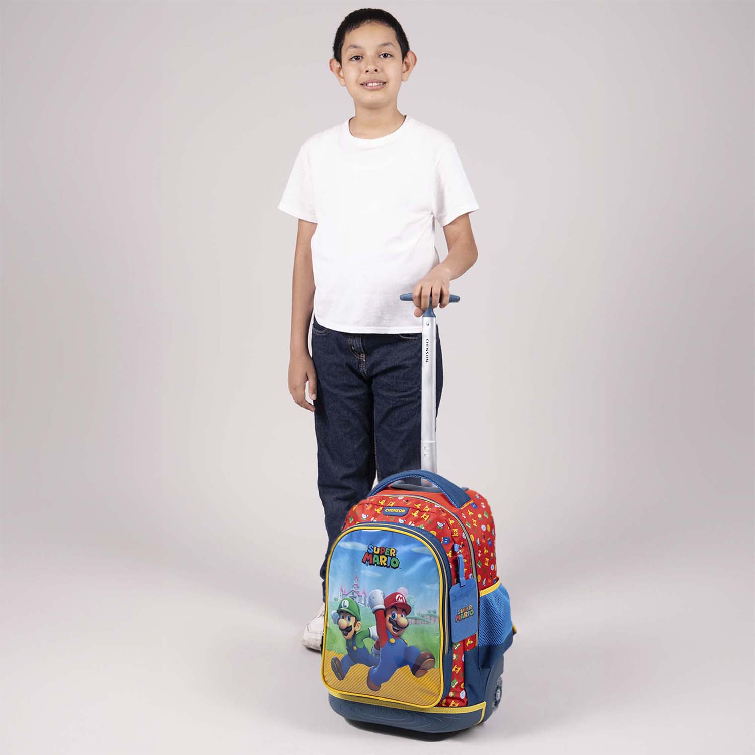 Mochila con Ruedas Mario Bros Azul para Niño – Diversión y Durabilidad - vista 2
