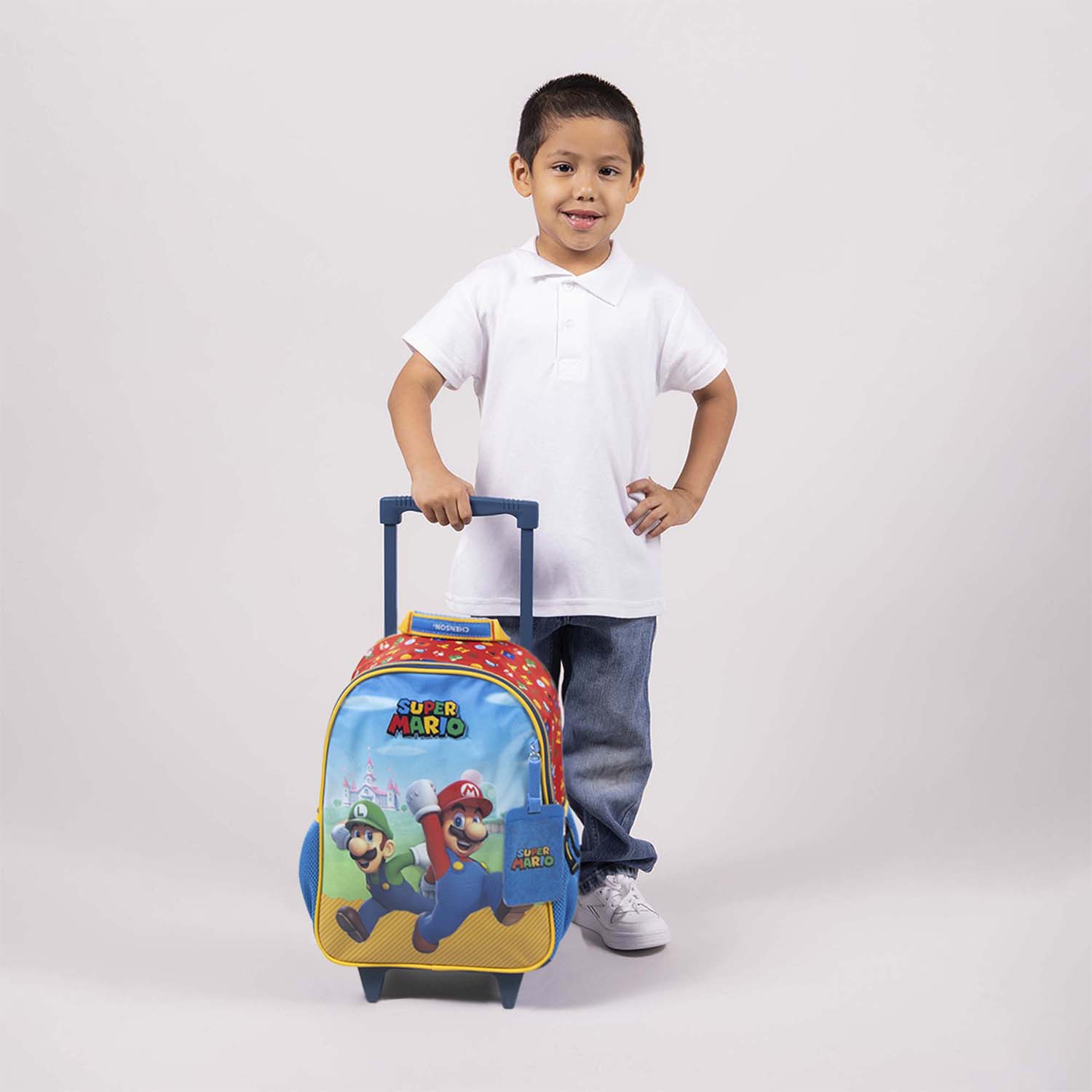 Mochila con Ruedas Mario Bros Azul para Niño - Diversión y Durabilidad - vista 2