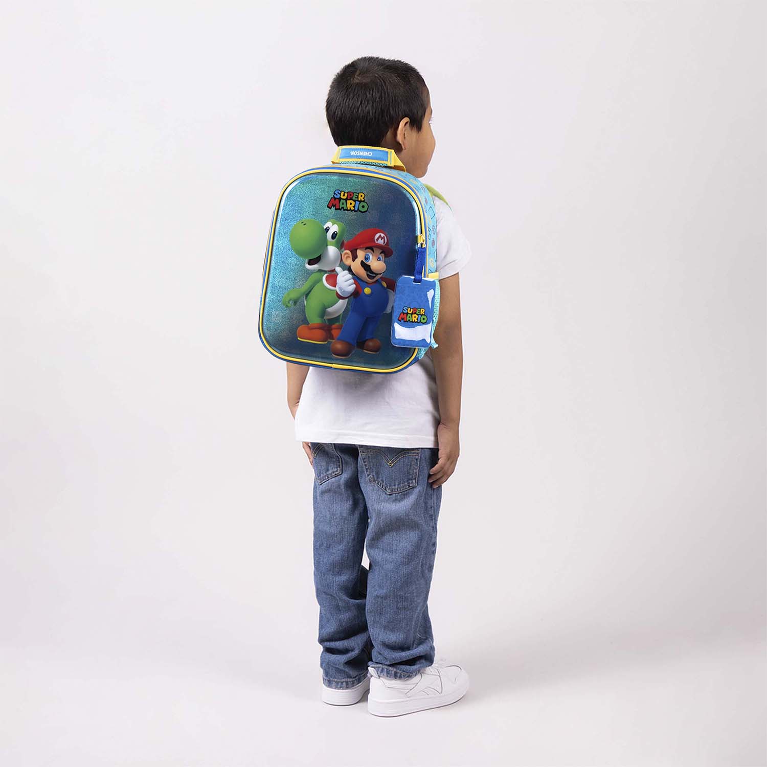 Mochila escolar para niño Mario Bros by Chenson color azul - Divertida y duradera - vista 2